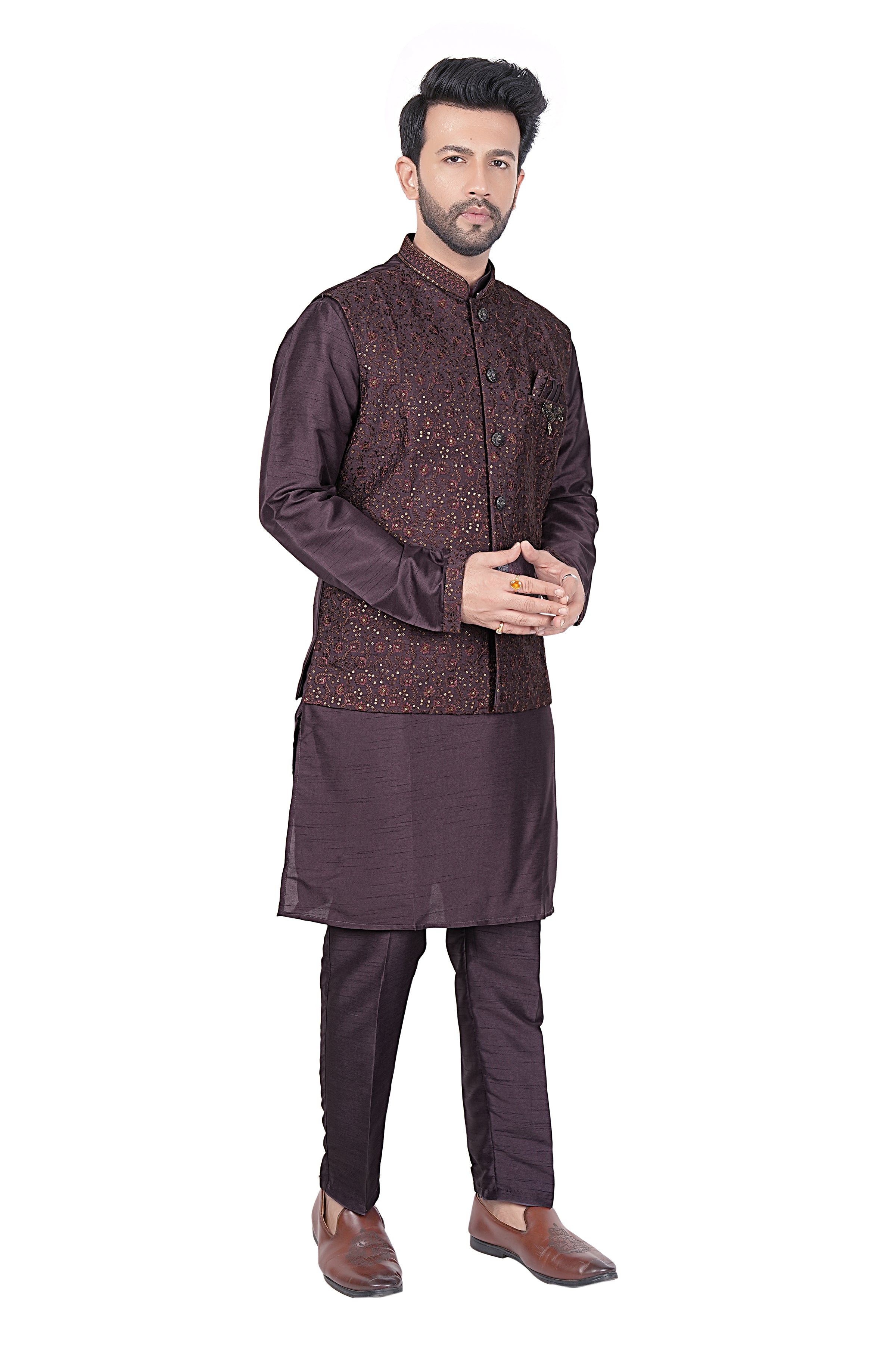 Mens Kurta Set With Jacket - Roop Darshan