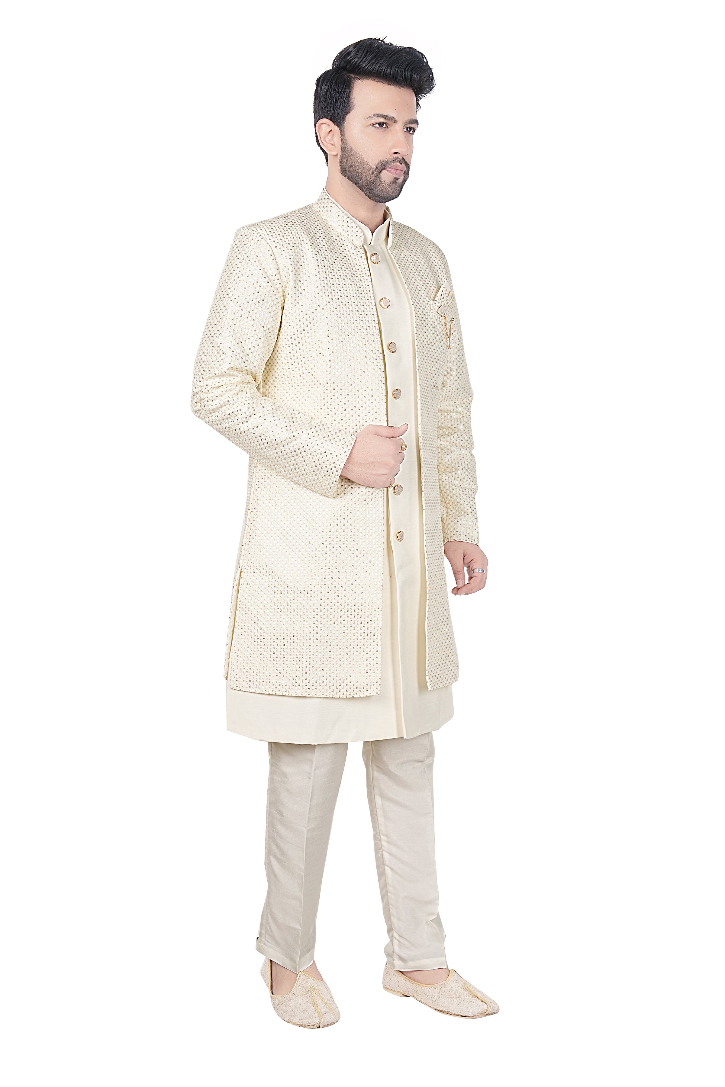 Mens Kurta Set With Jacket - Roop Darshan