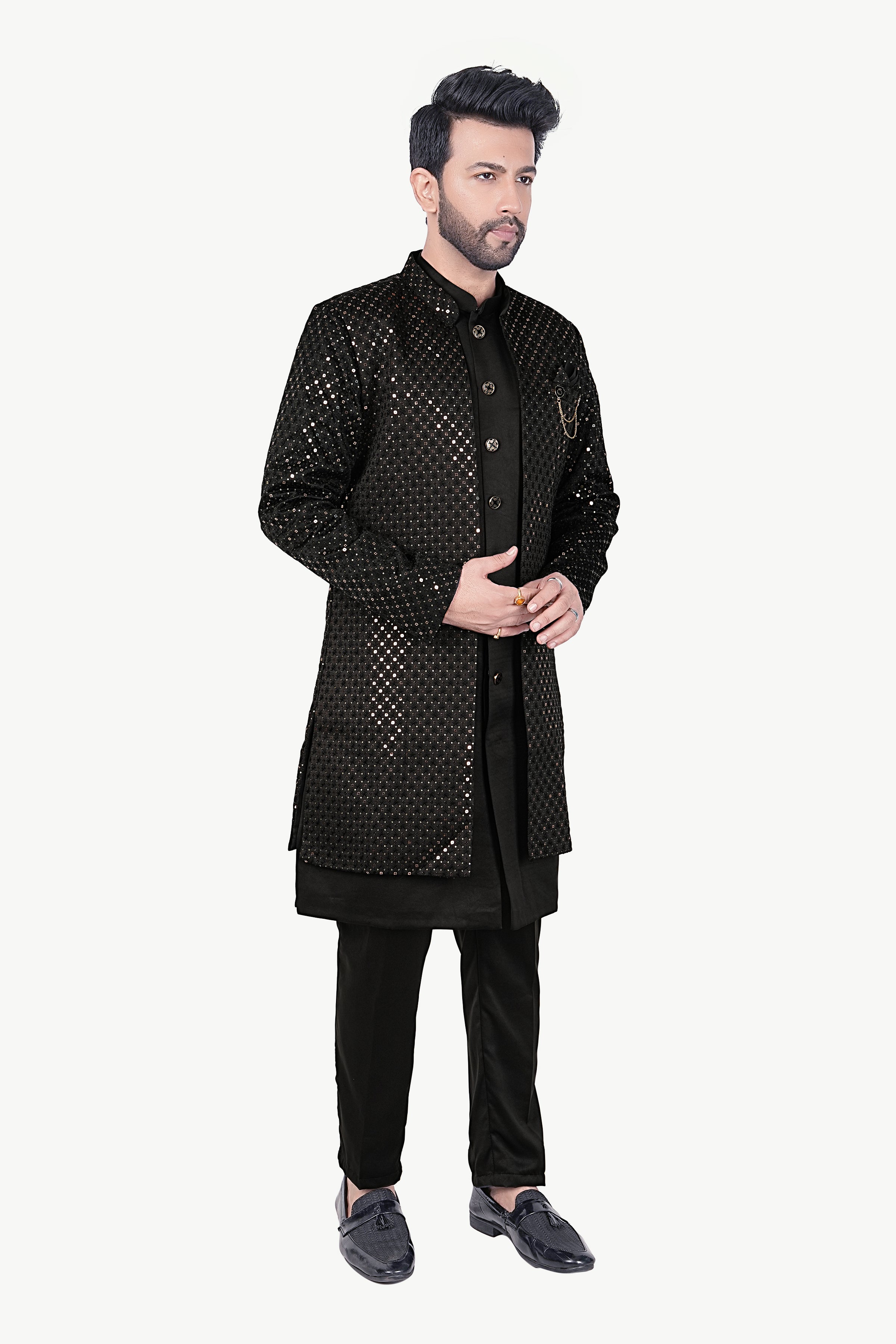 Mens Kurta Set With Jacket - Roop Darshan