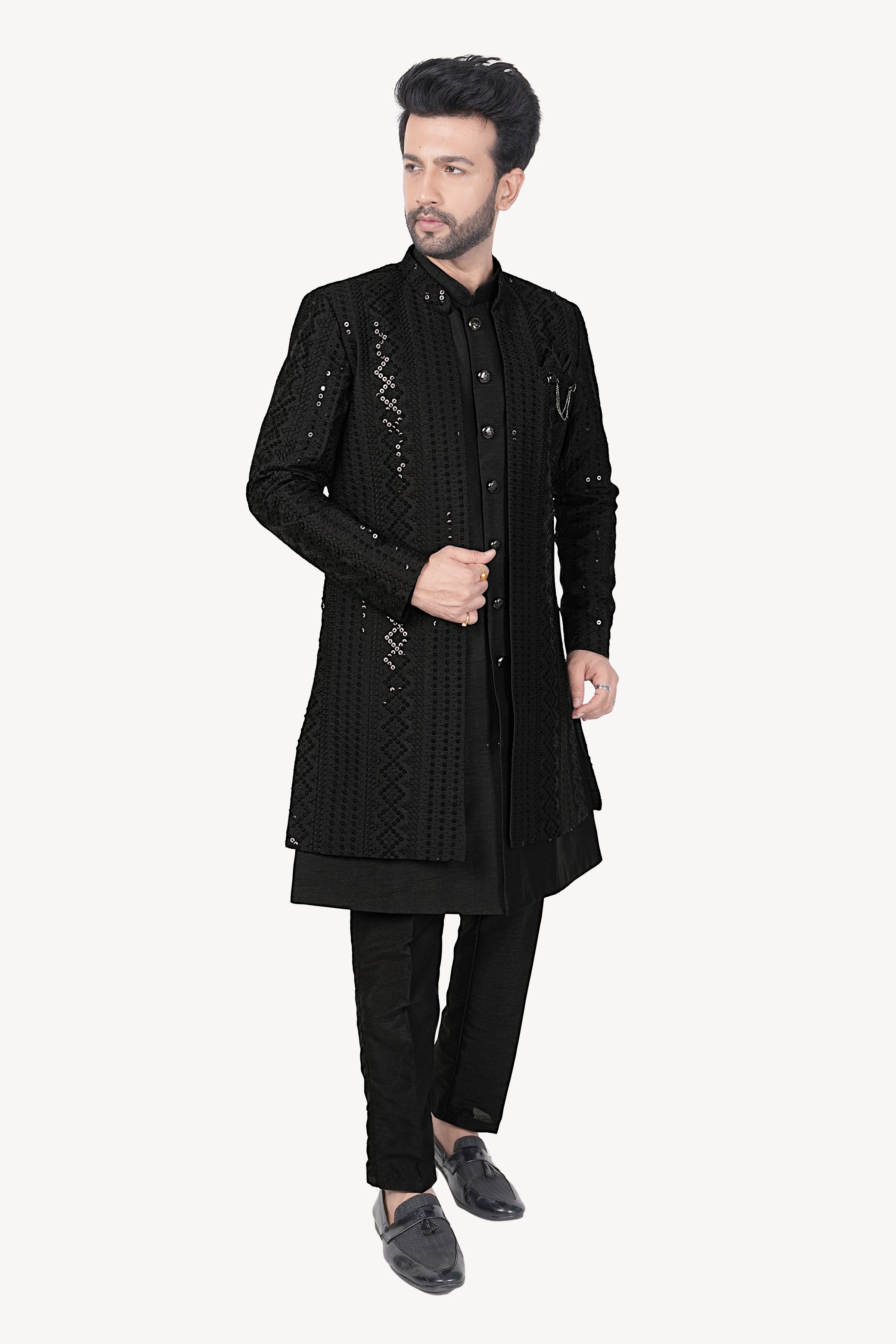 Mens Kurta Set With Jacket - Roop Darshan