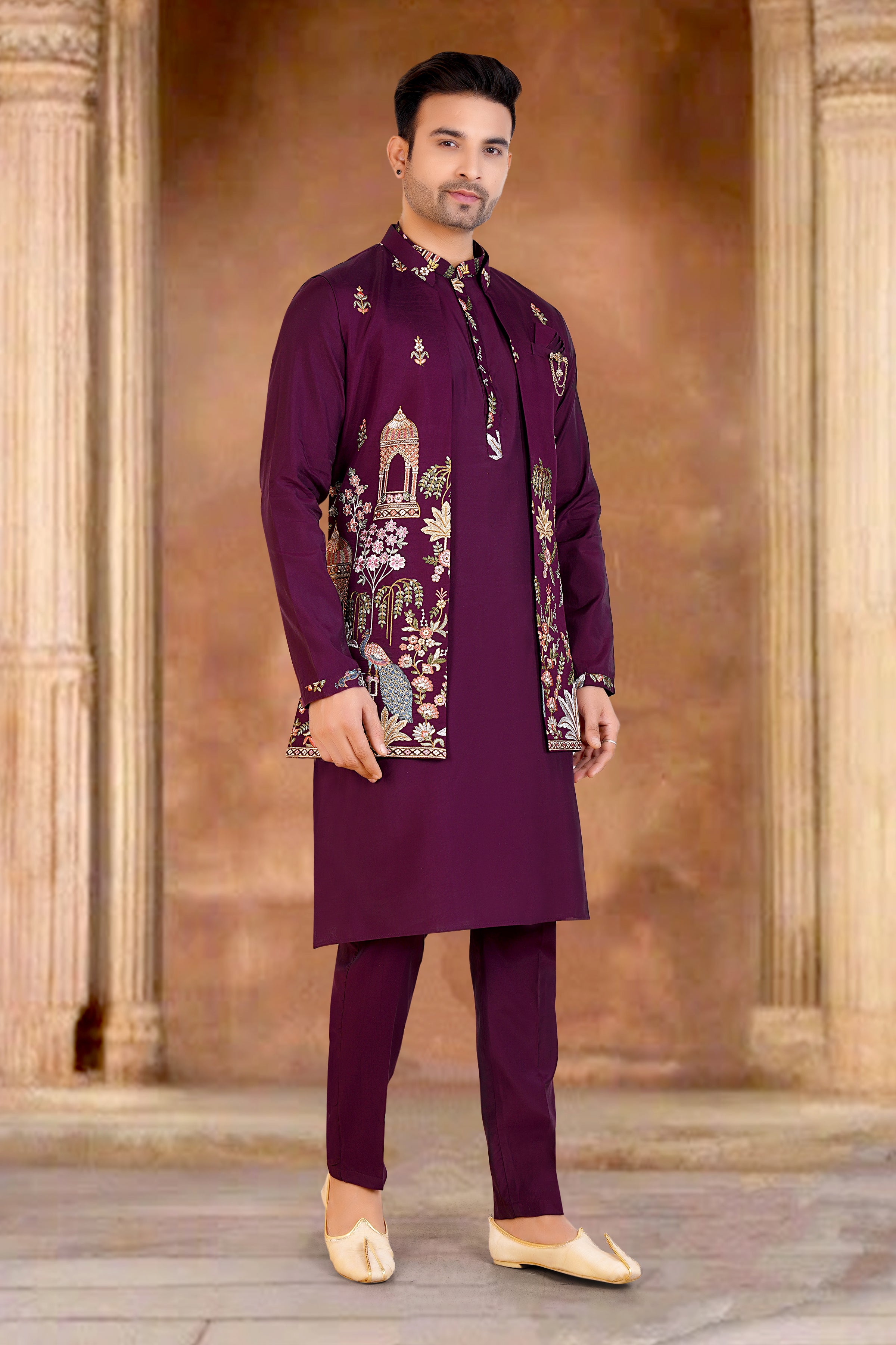 Mens Kurta Set With Jacket - Roop Darshan