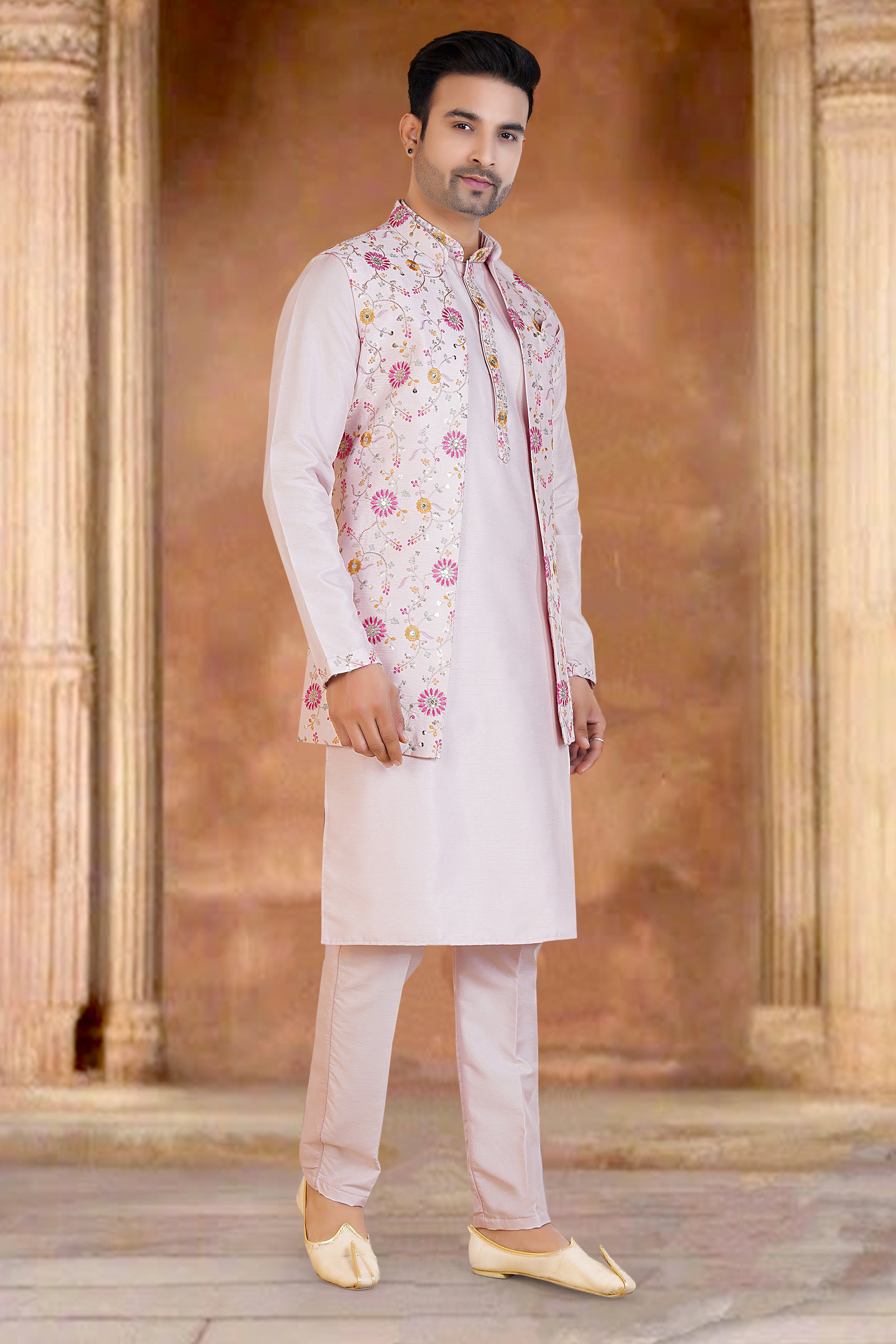 Mens Kurta Set With Jacket - Roop Darshan