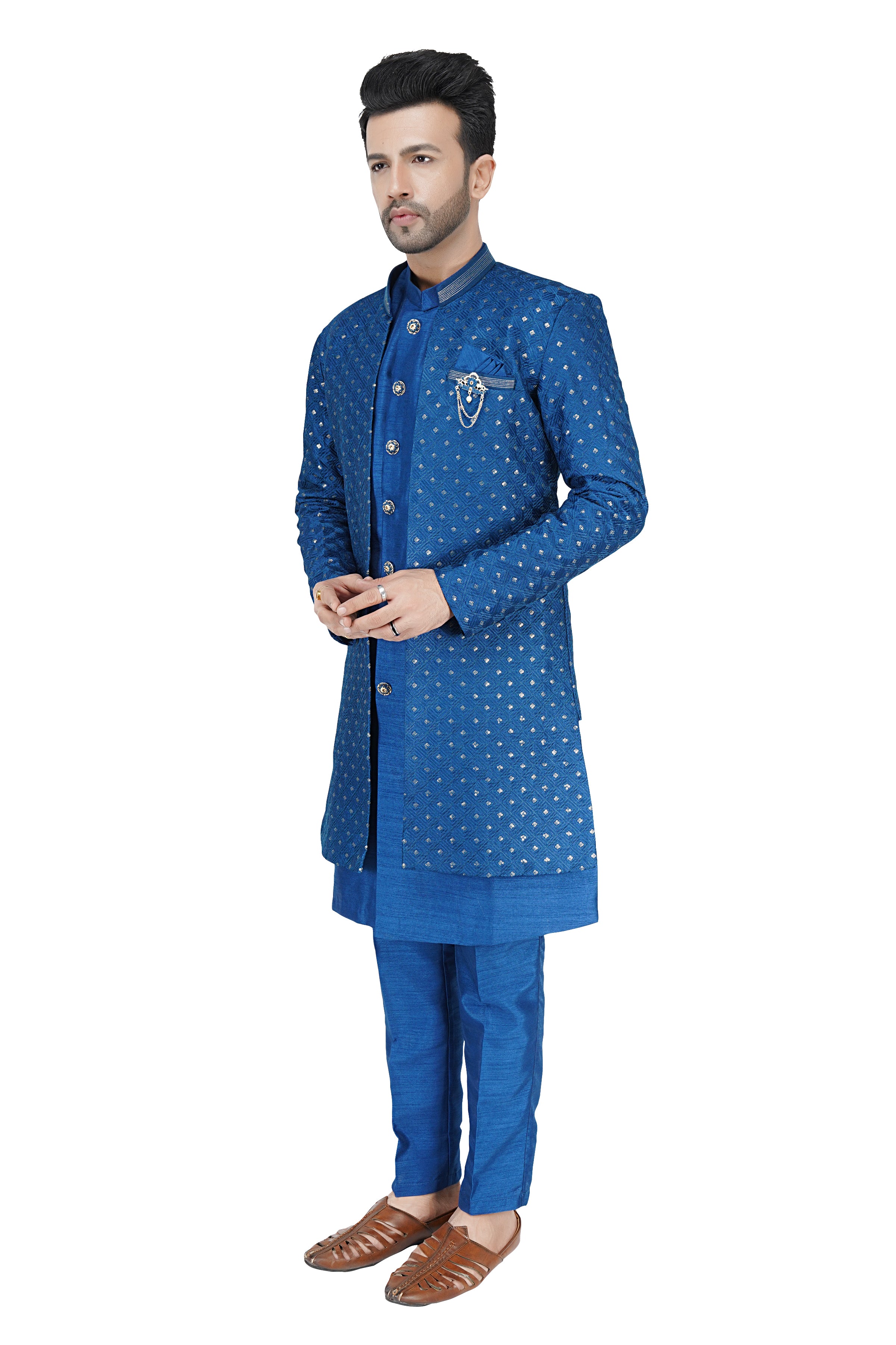 Mens Kurta Set With Jacket - Roop Darshan