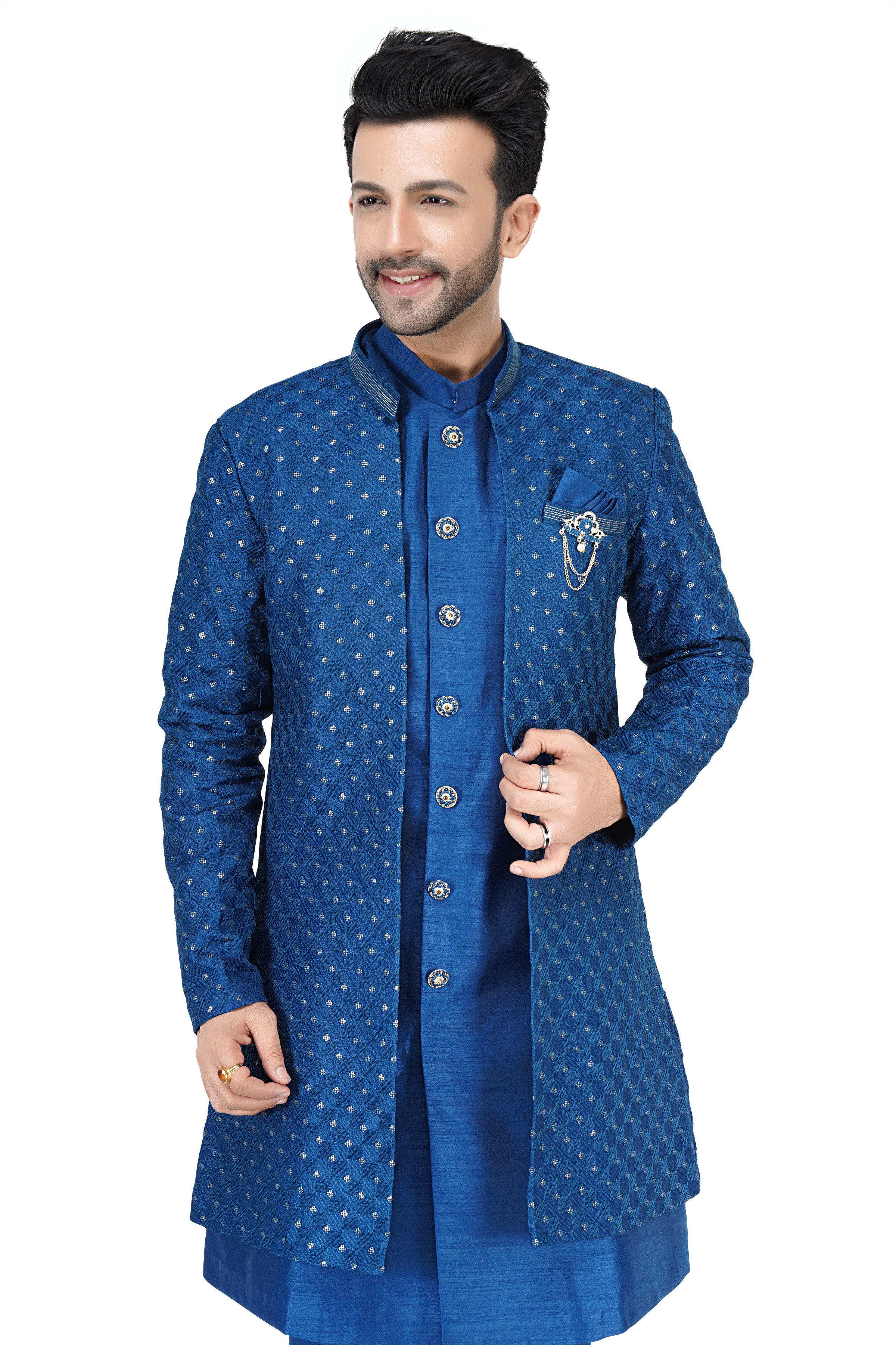 Mens Kurta Set With Jacket - Roop Darshan