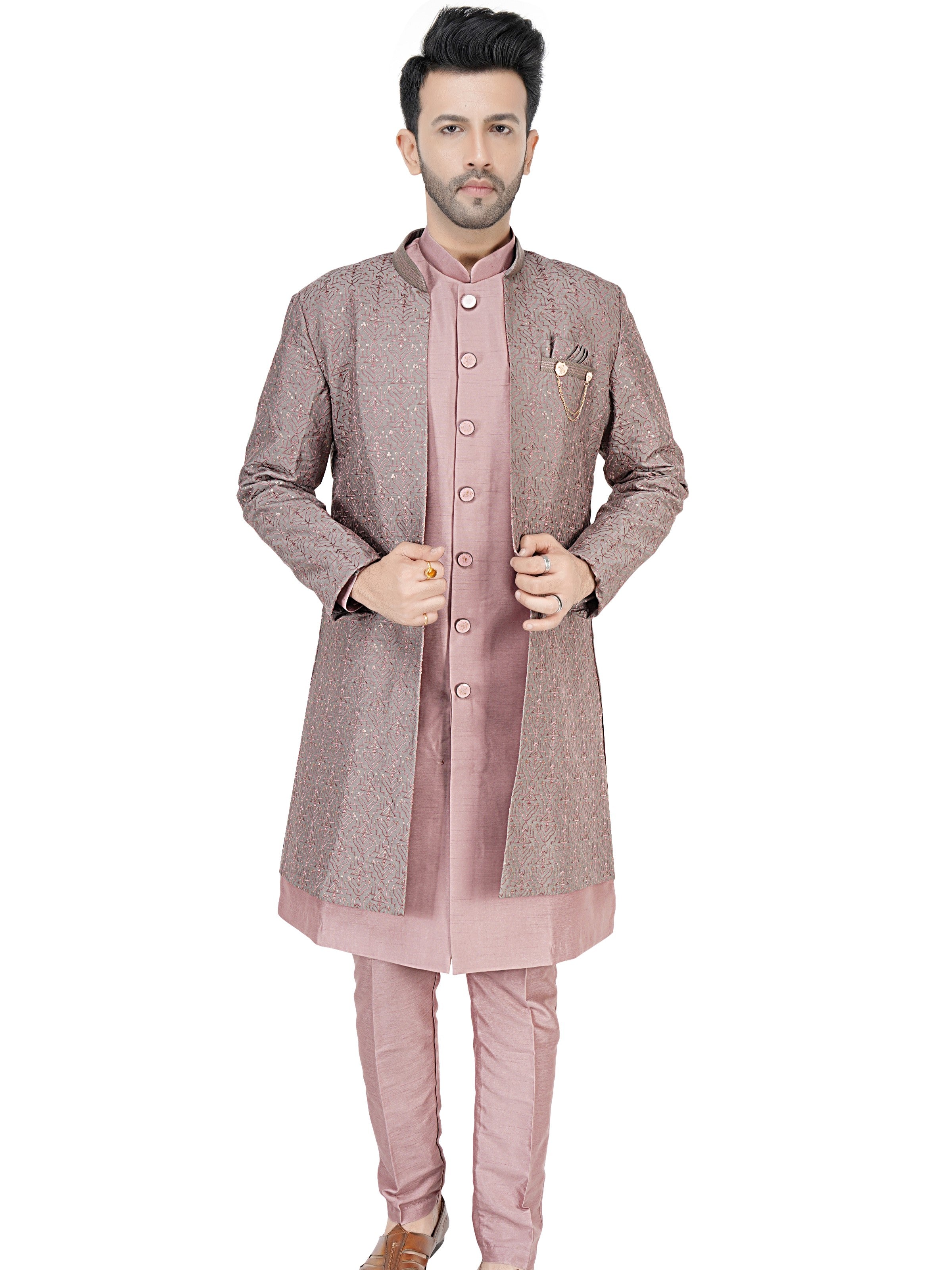 Mens Kurta Set With Jacket - Roop Darshan