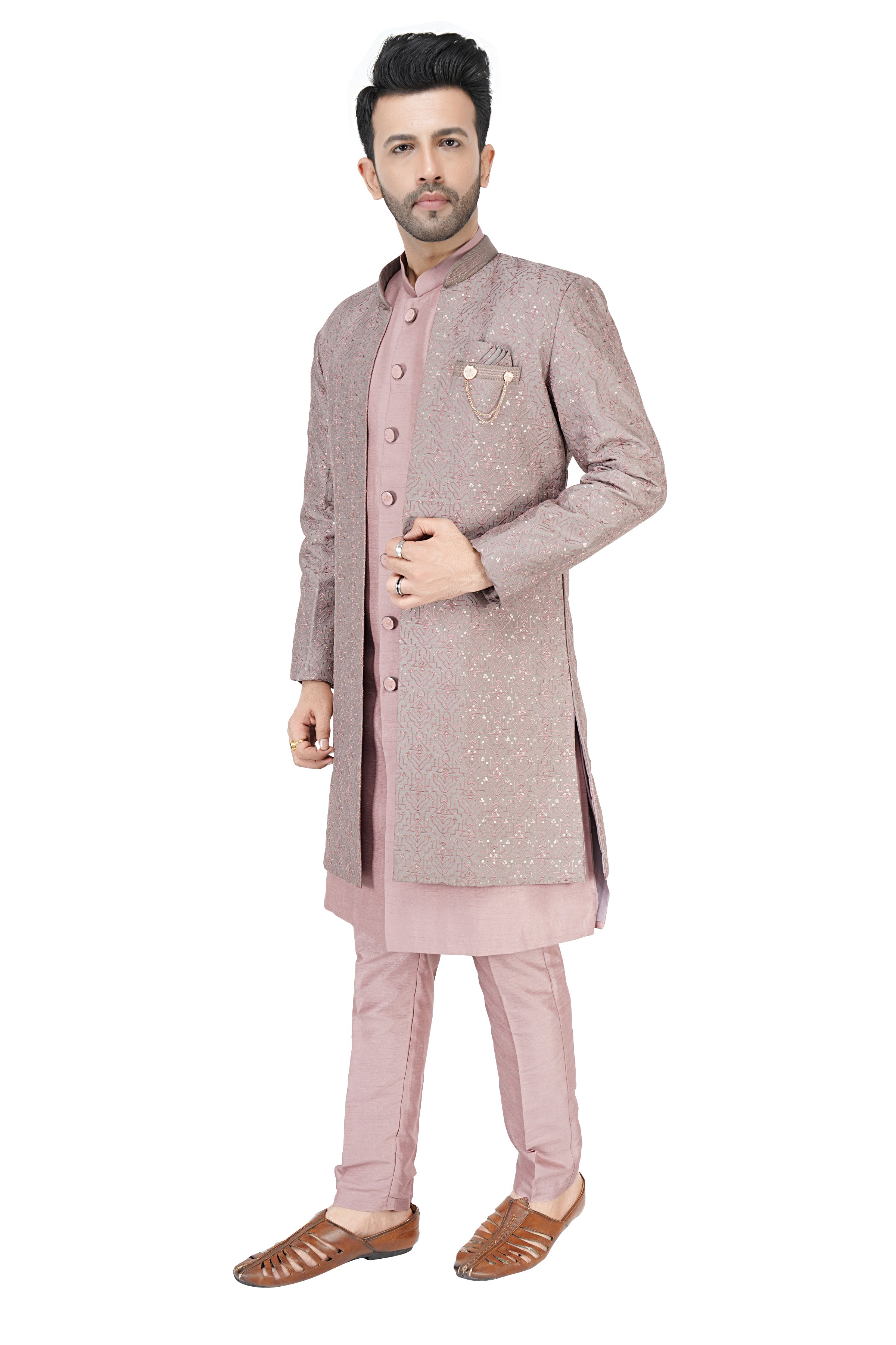 Mens Kurta Set With Jacket - Roop Darshan