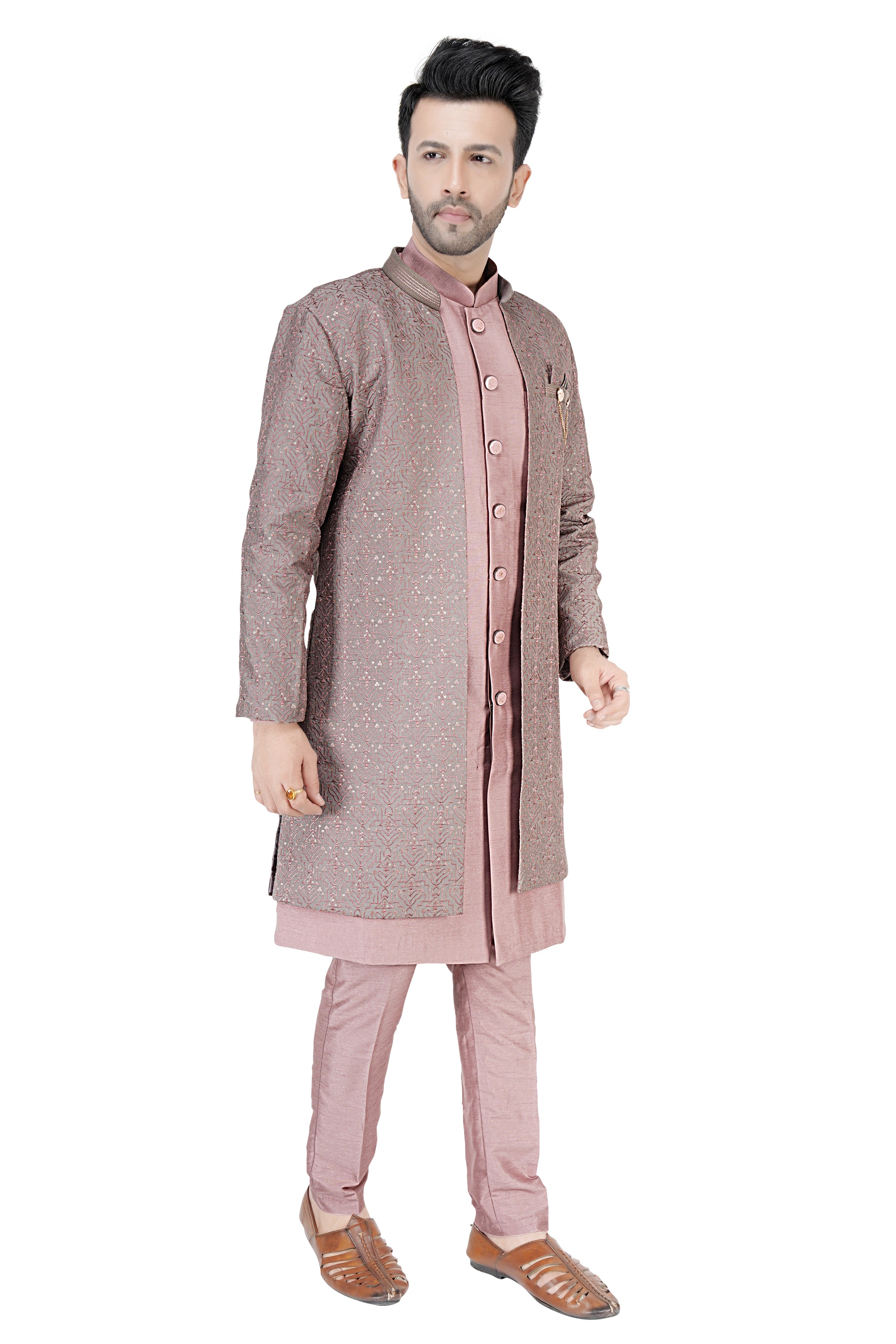 Mens Kurta Set With Jacket - Roop Darshan