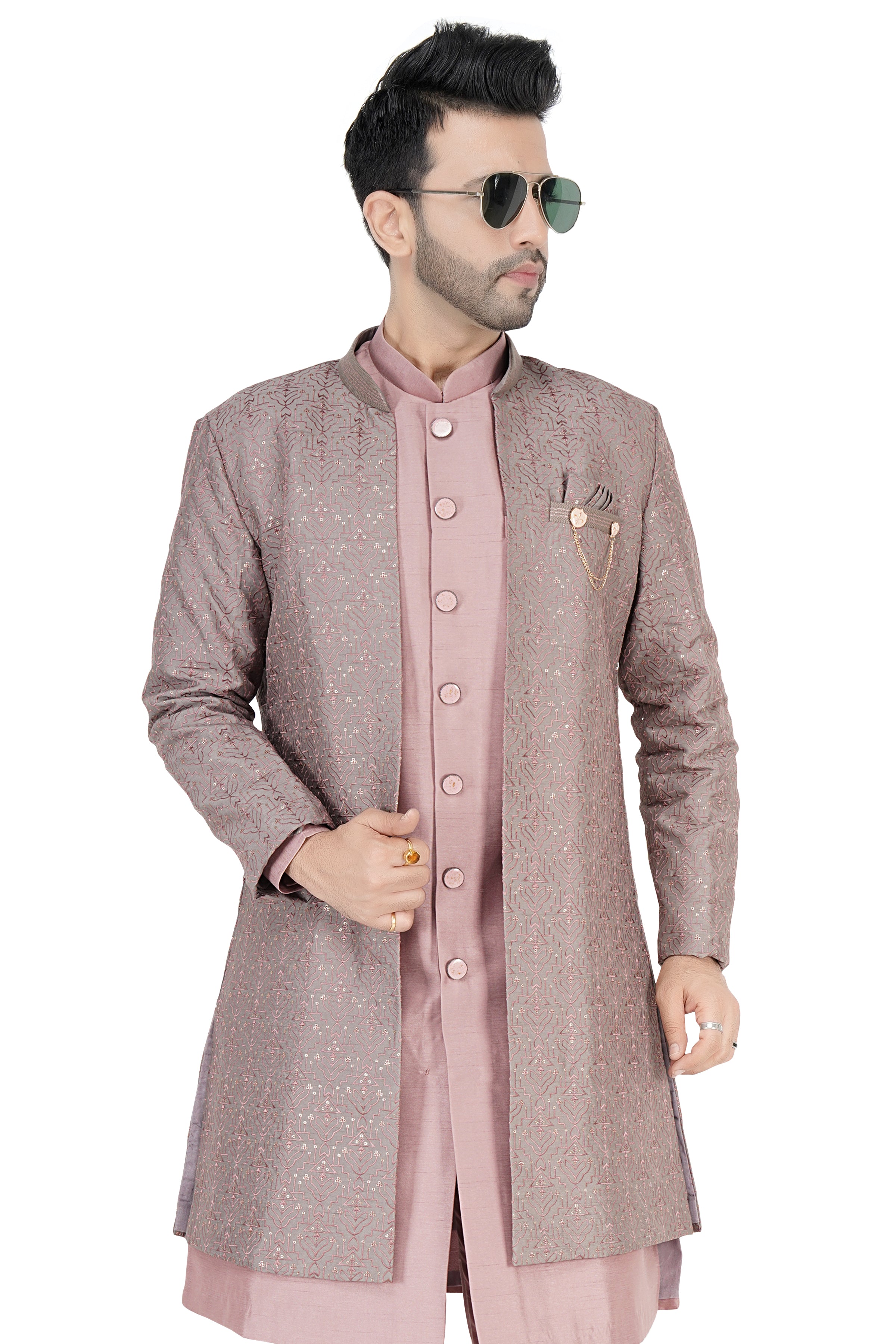 Mens Kurta Set With Jacket - Roop Darshan