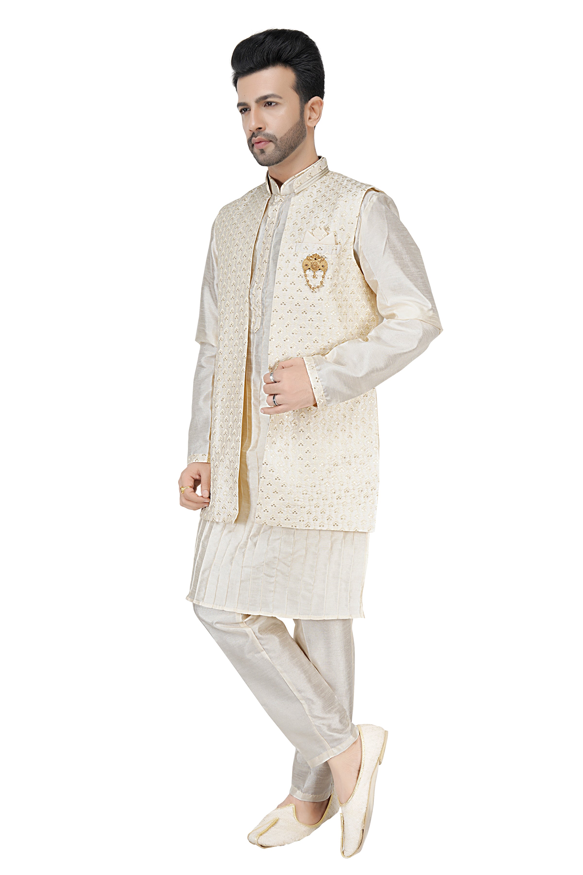 Mens Kurta Set With Jacket - Roop Darshan