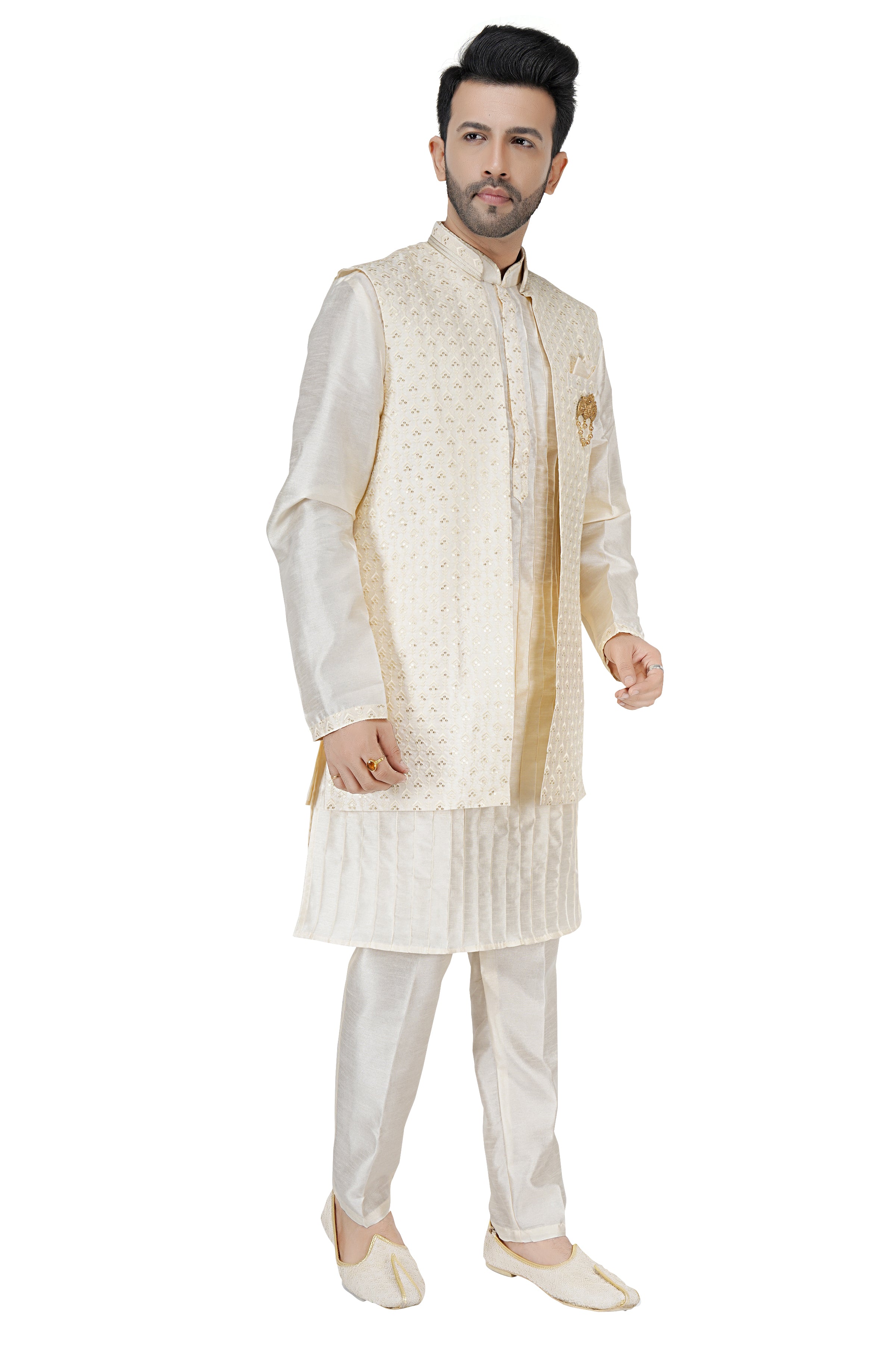 Mens Kurta Set With Jacket - Roop Darshan