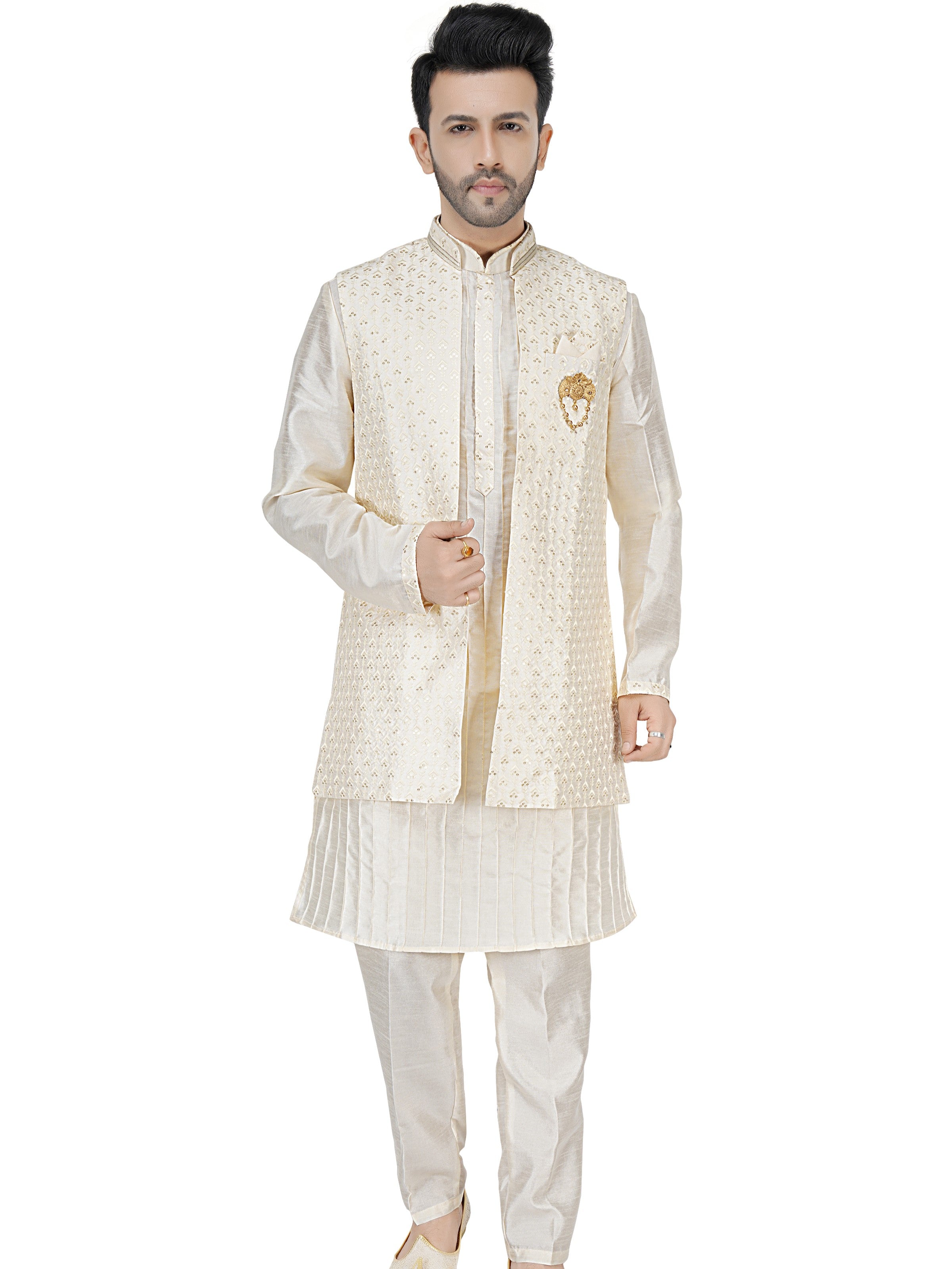 Mens Kurta Set With Jacket - Roop Darshan