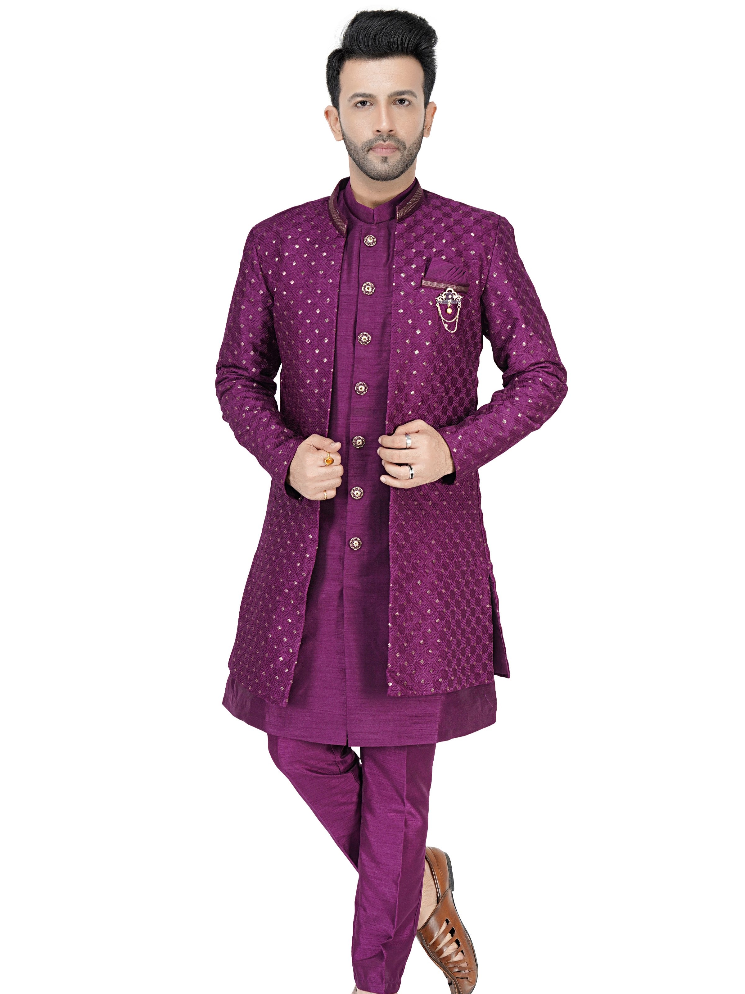 Mens Kurta Set With Jacket - Roop Darshan