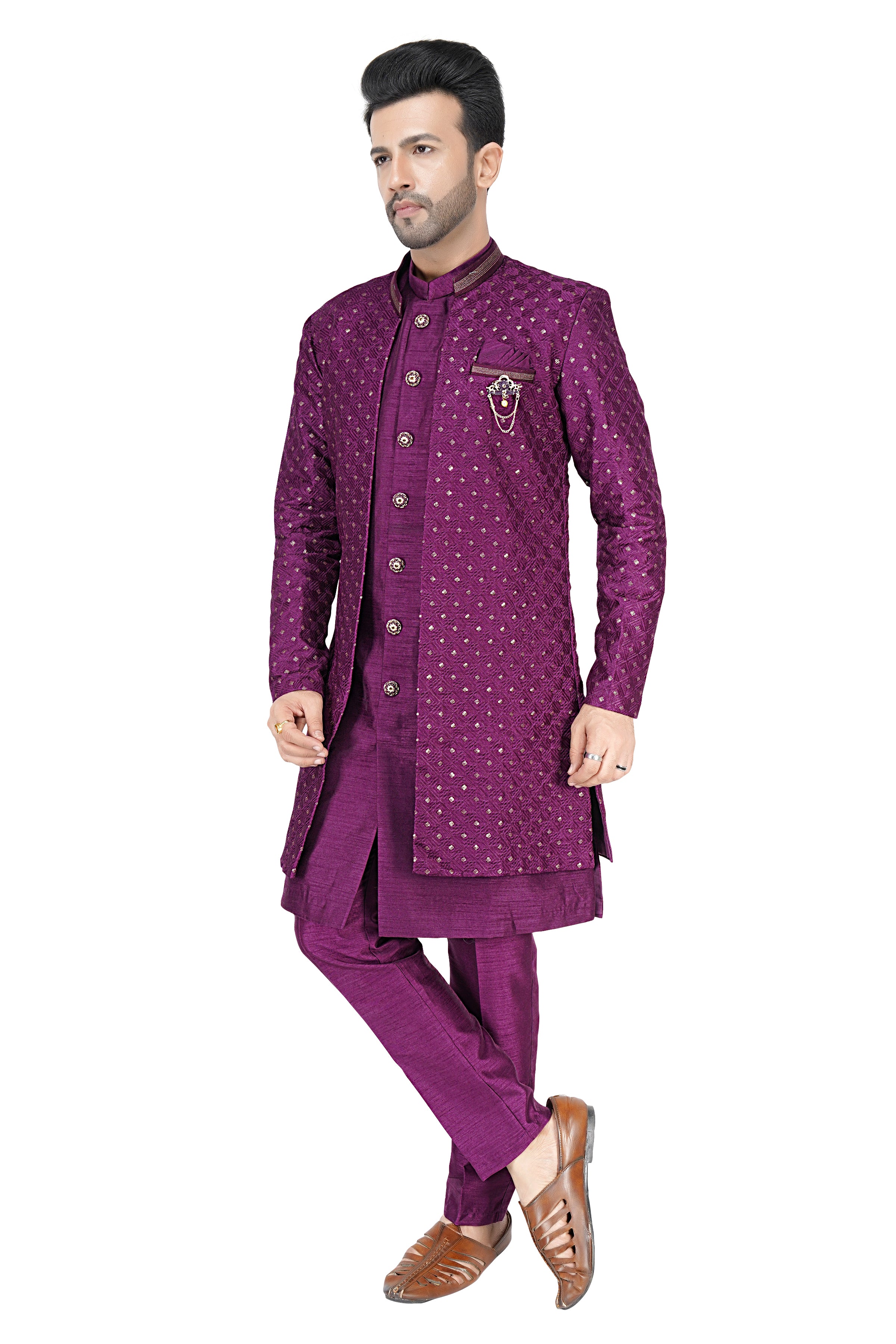 Mens Kurta Set With Jacket - Roop Darshan