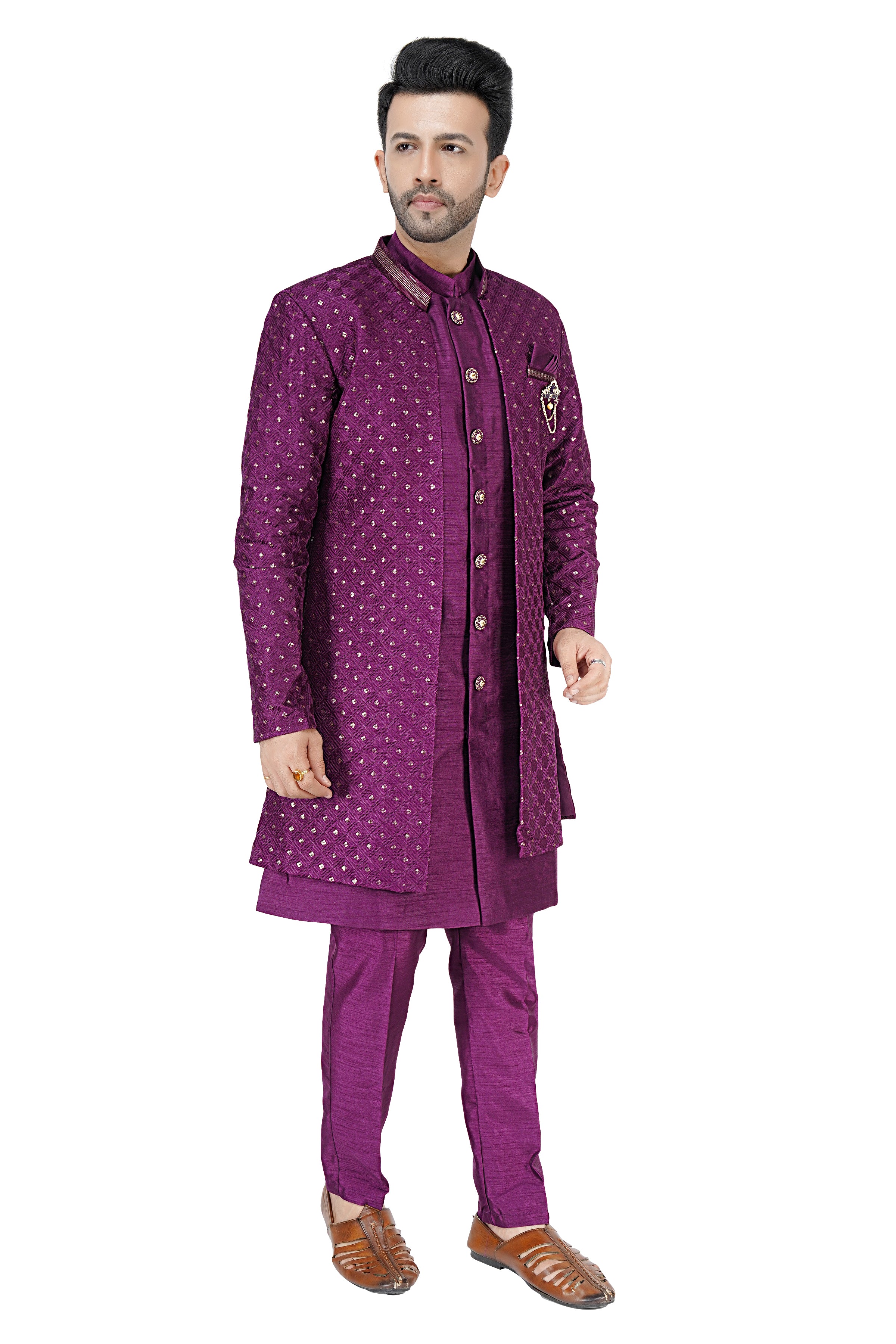 Mens Kurta Set With Jacket - Roop Darshan