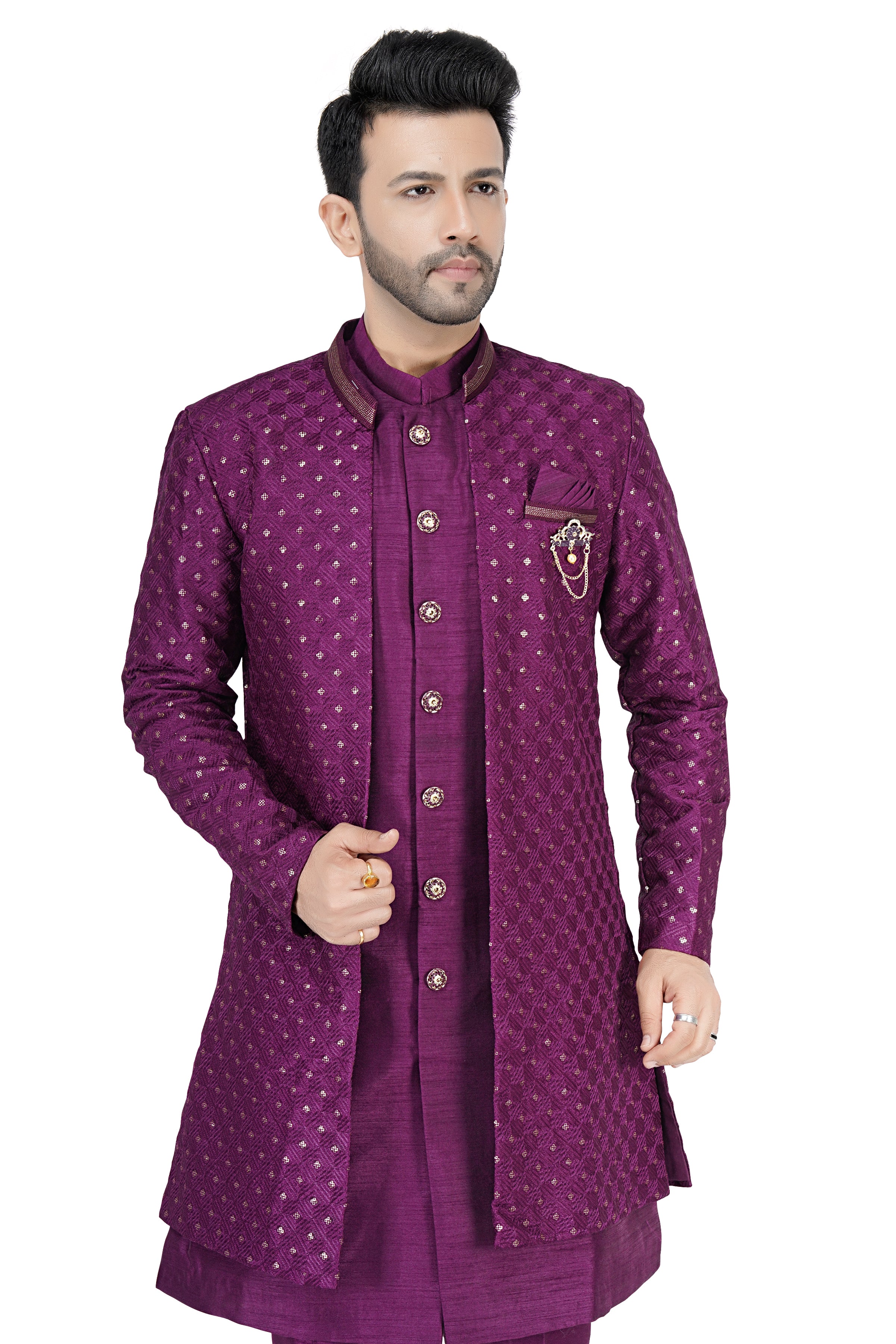 Mens Kurta Set With Jacket - Roop Darshan