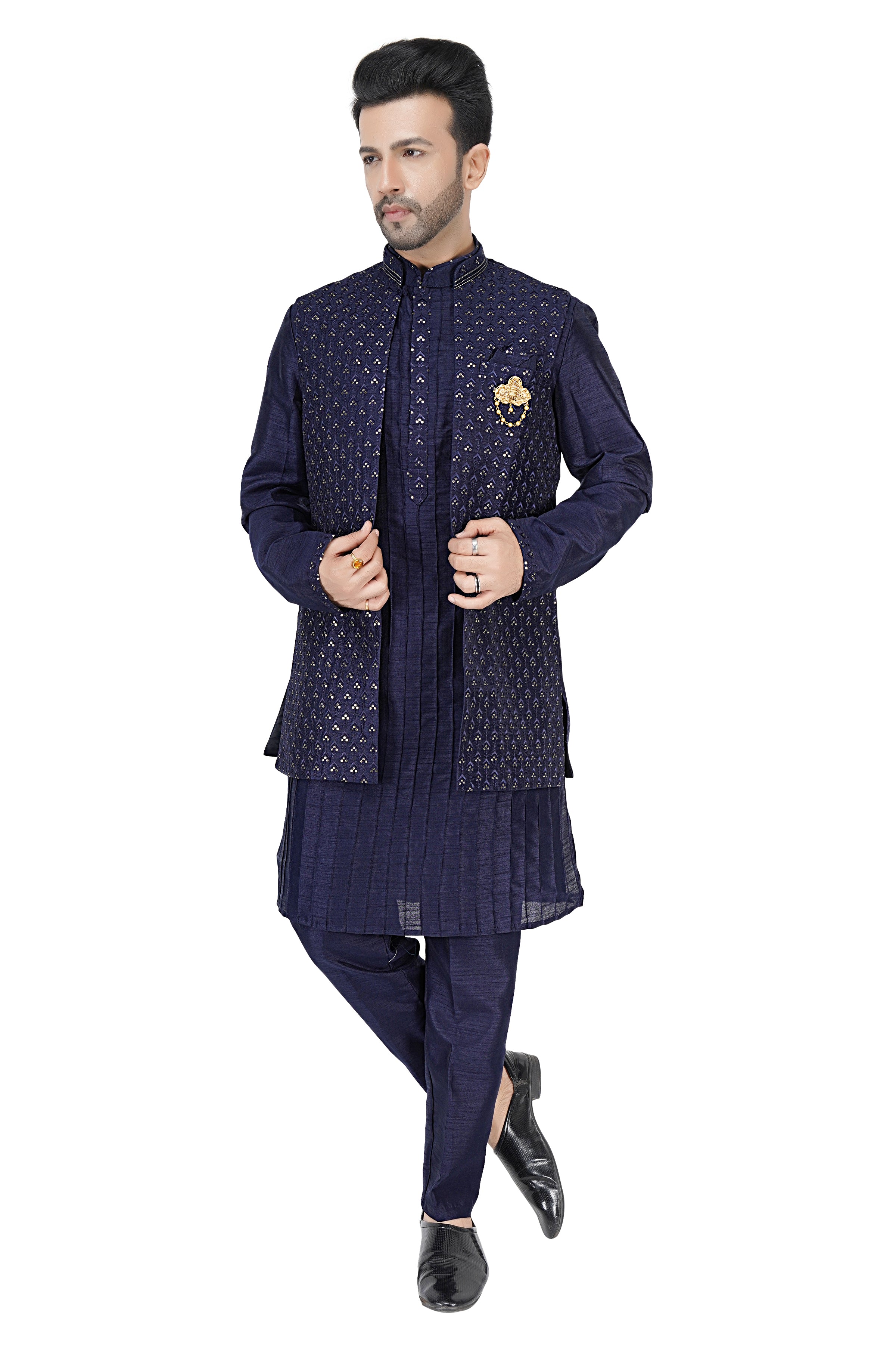 Mens Kurta Set With Jacket - Roop Darshan