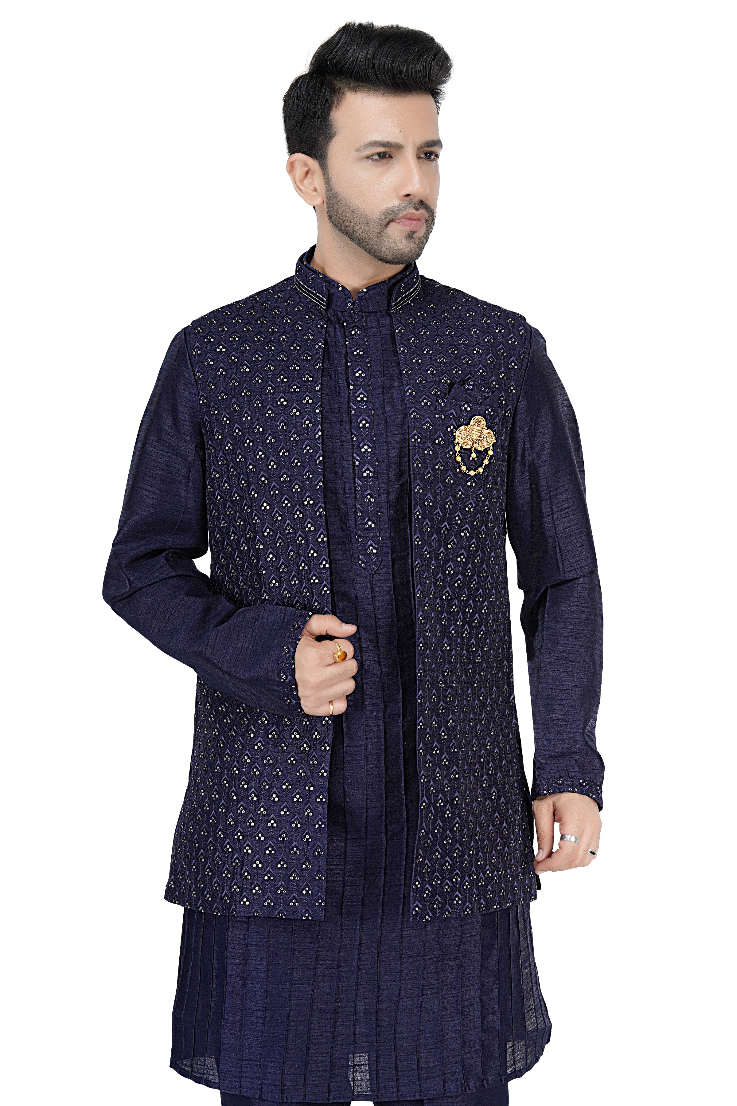 Mens Kurta Set With Jacket - Roop Darshan