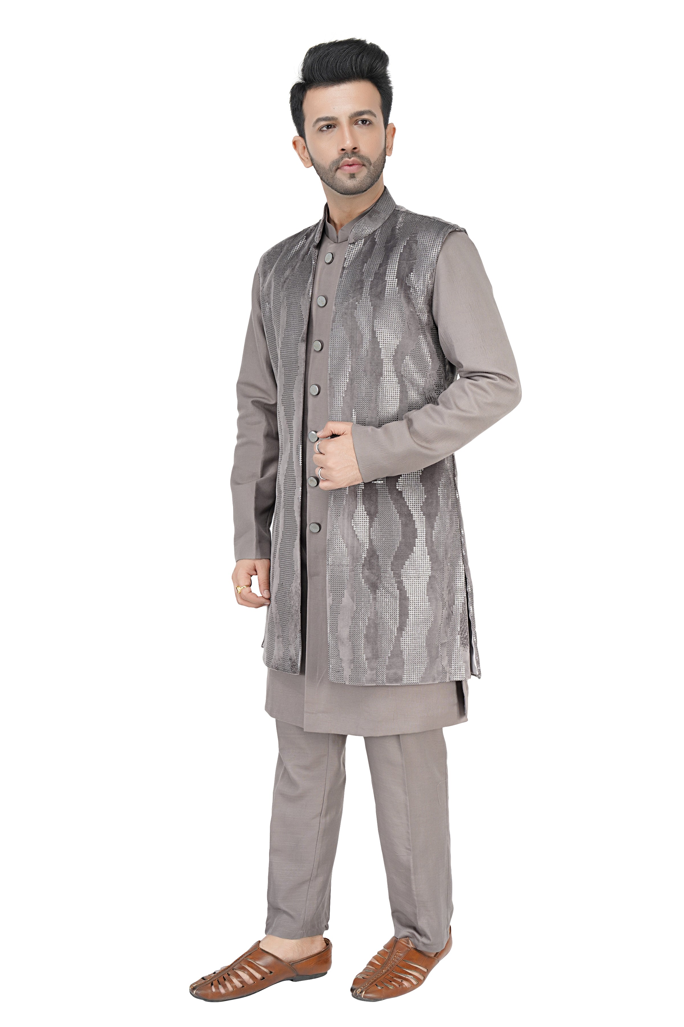 Mens Kurta Set With Jacket - Roop Darshan