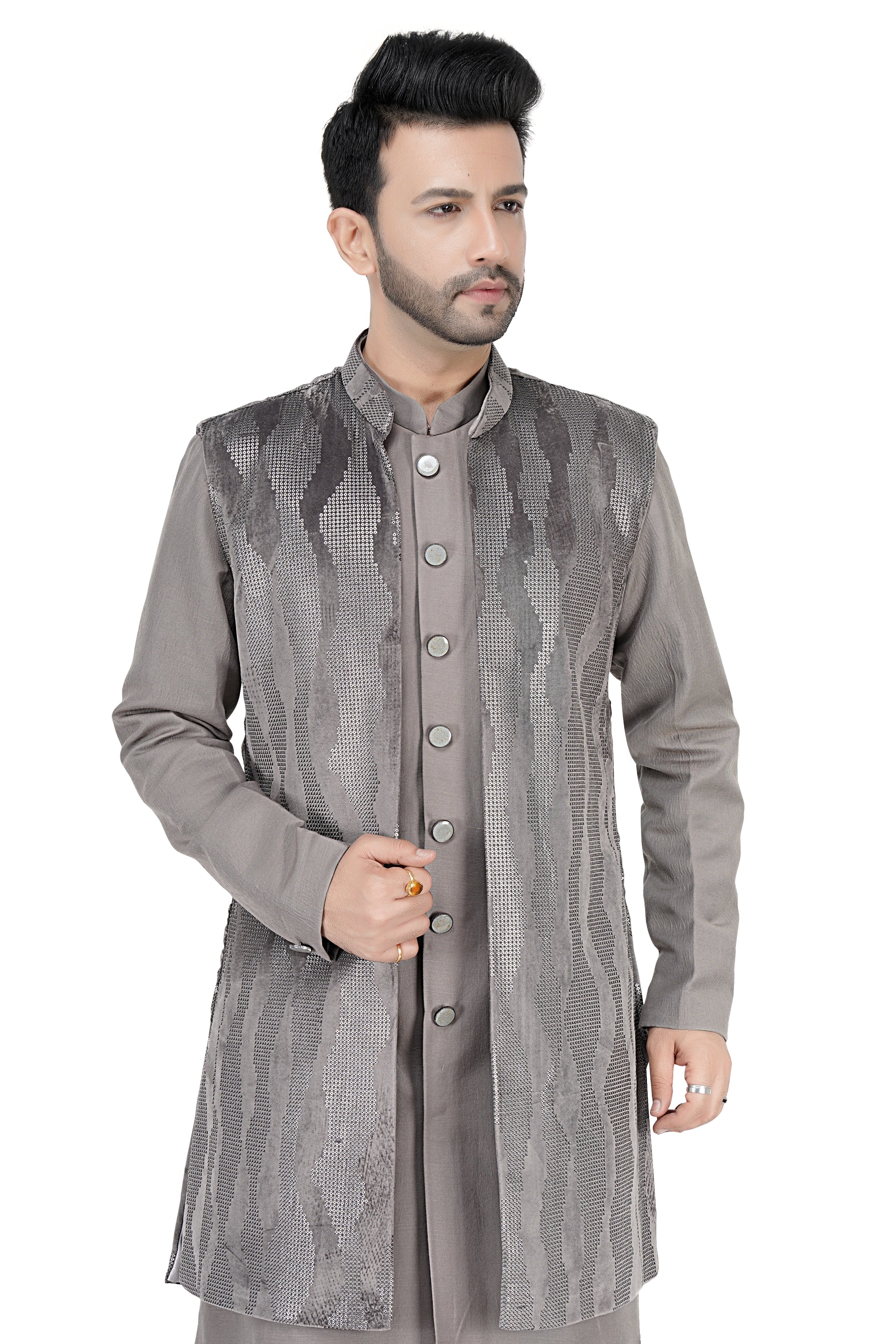 Mens Kurta Set With Jacket - Roop Darshan