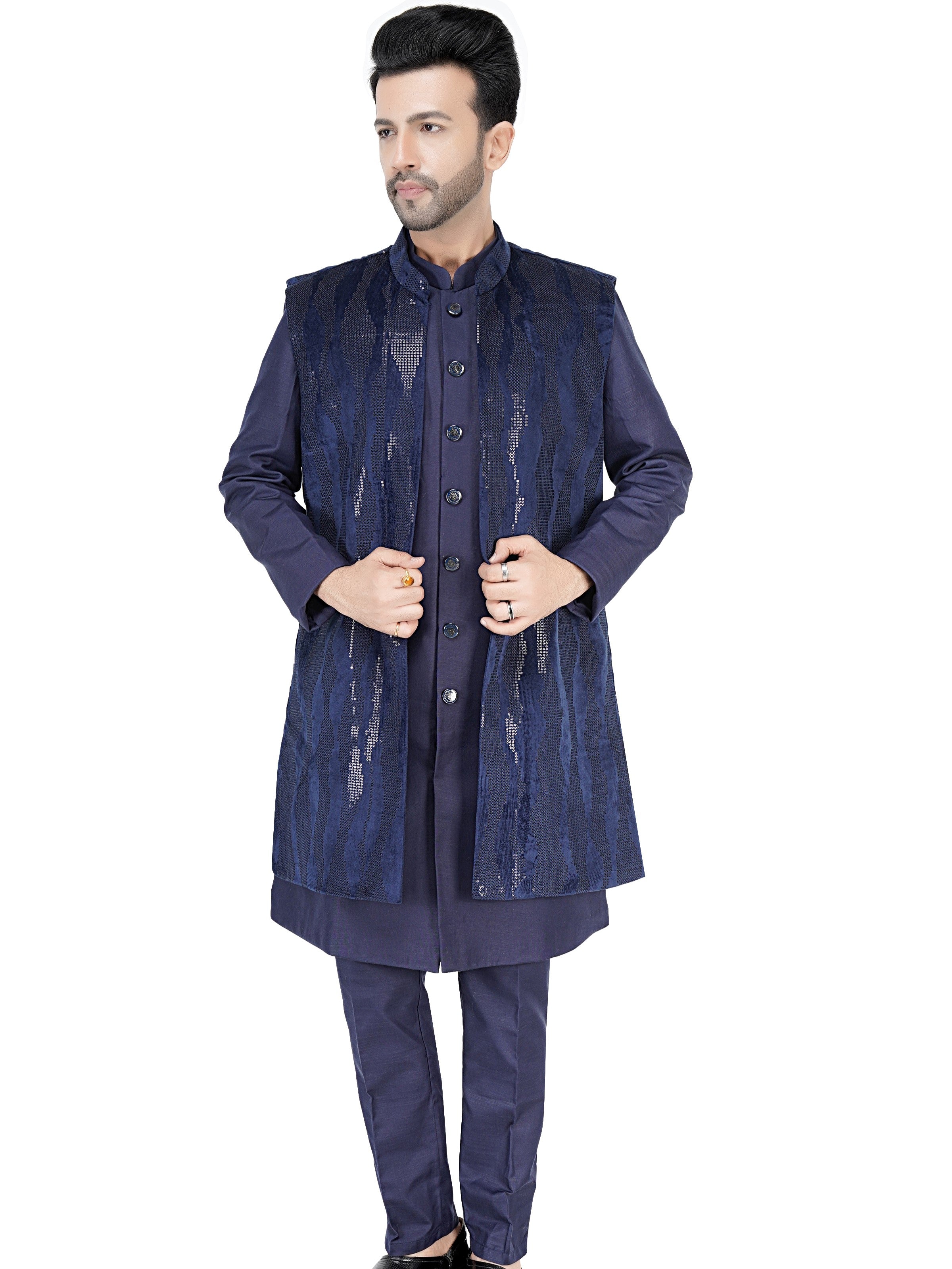 Mens Kurta Set With Jacket - Roop Darshan