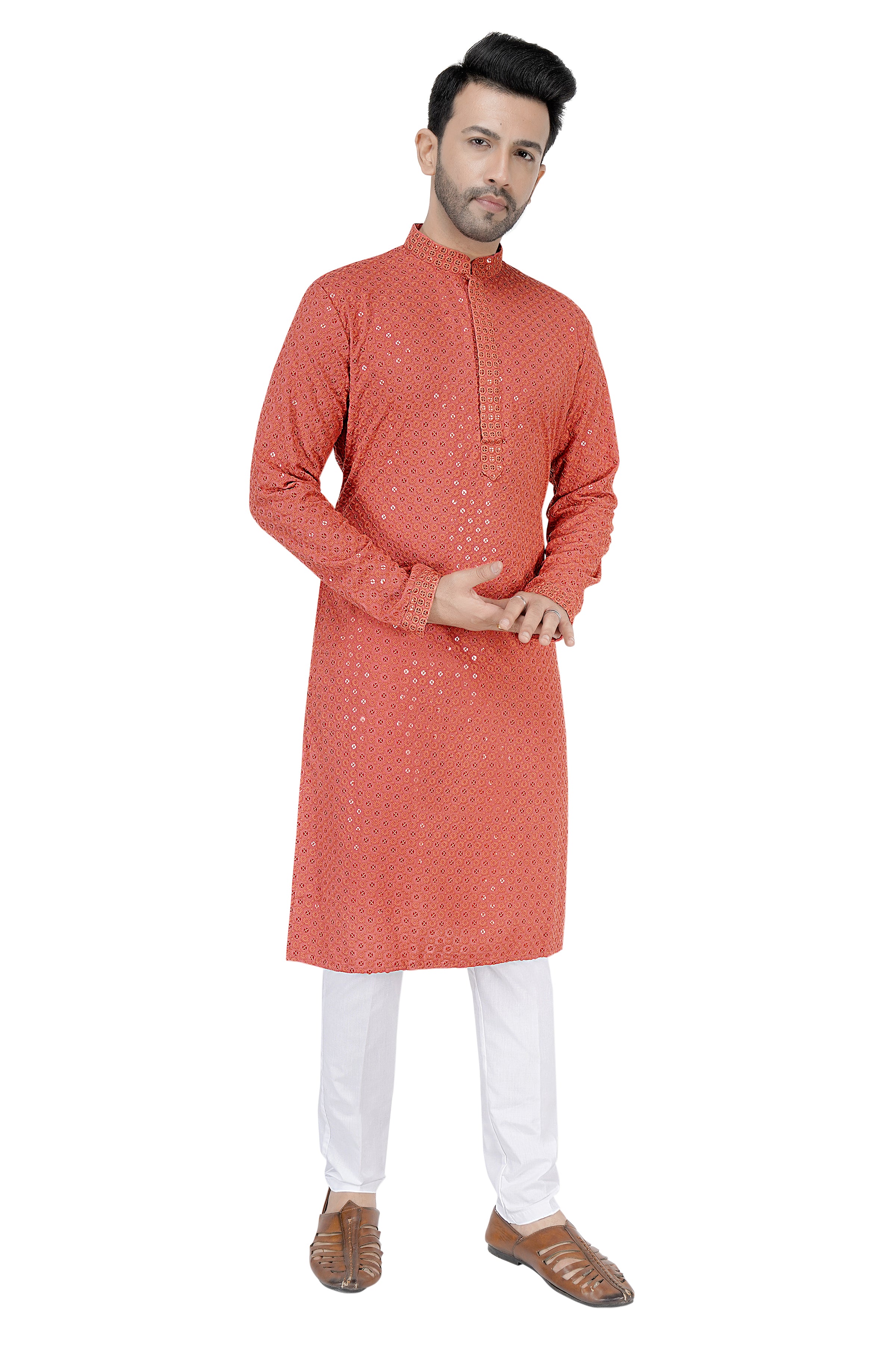 Mens Sequin &amp; Resham Work Kurta Set - Roop Darshan