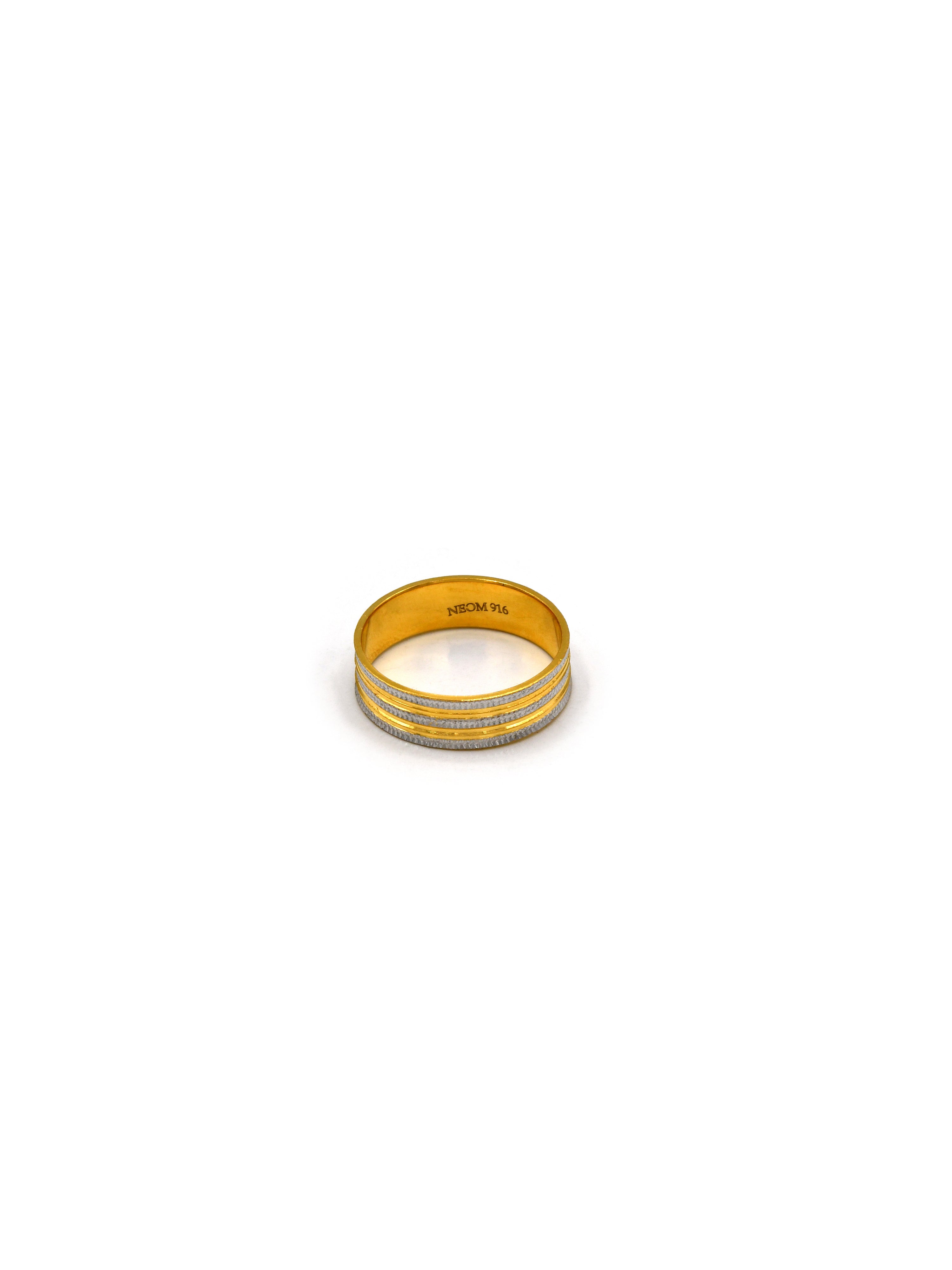 22Ct Gold Two Tone Band Ring - Roop Darshan