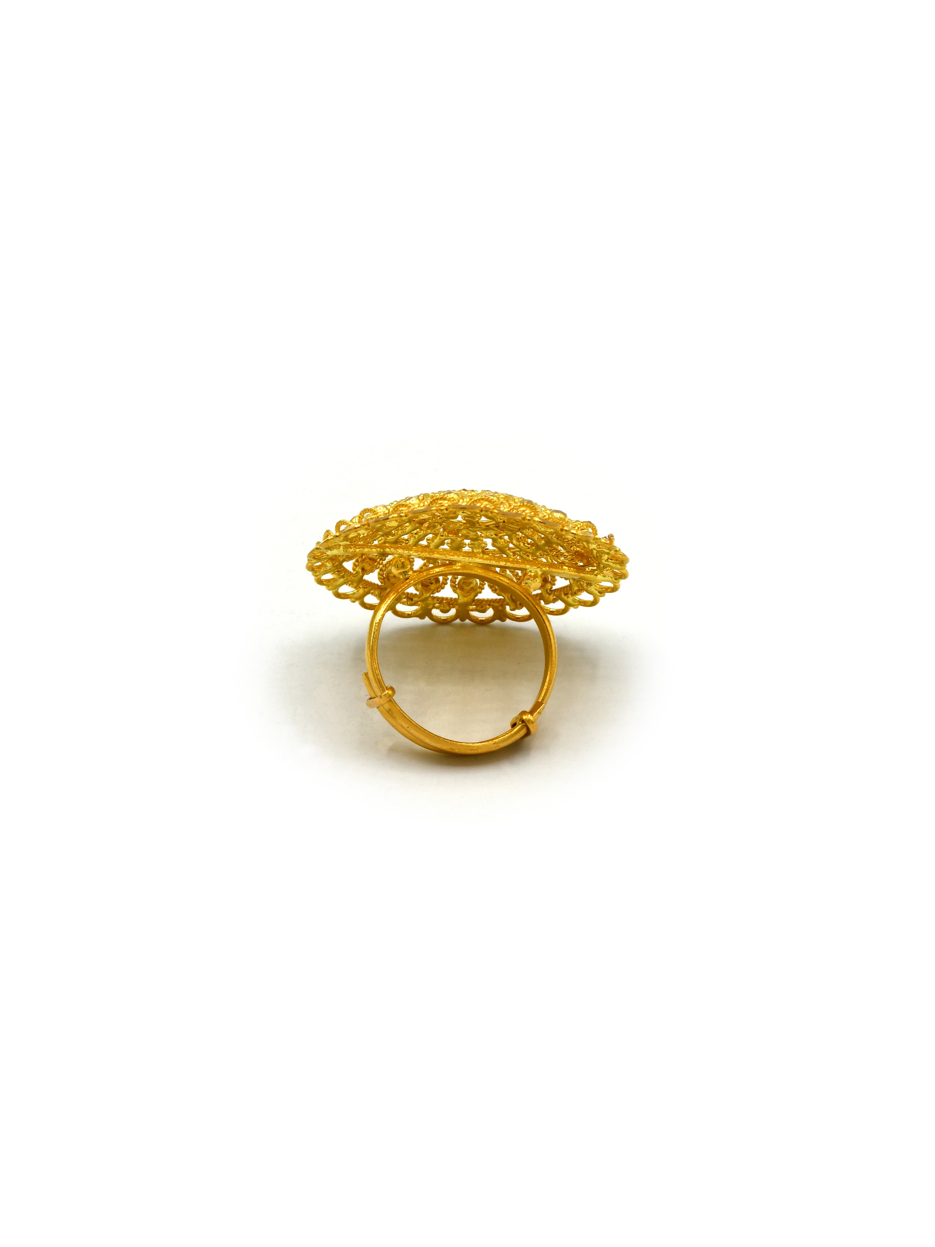 22Ct Gold Filigree Adjustable Ring - Roop Darshan
