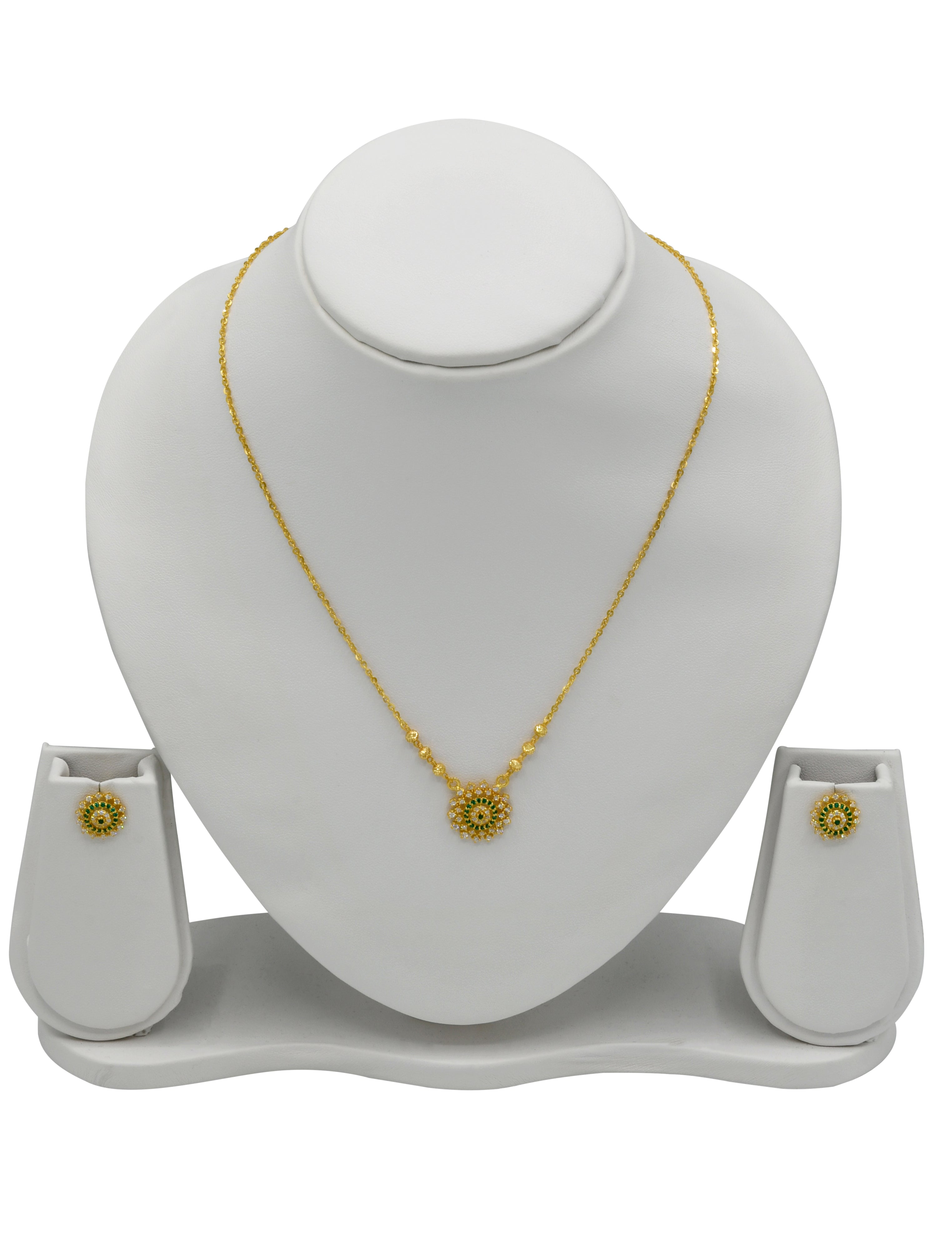 22ct Gold CZ Necklace Set - Roop Darshan