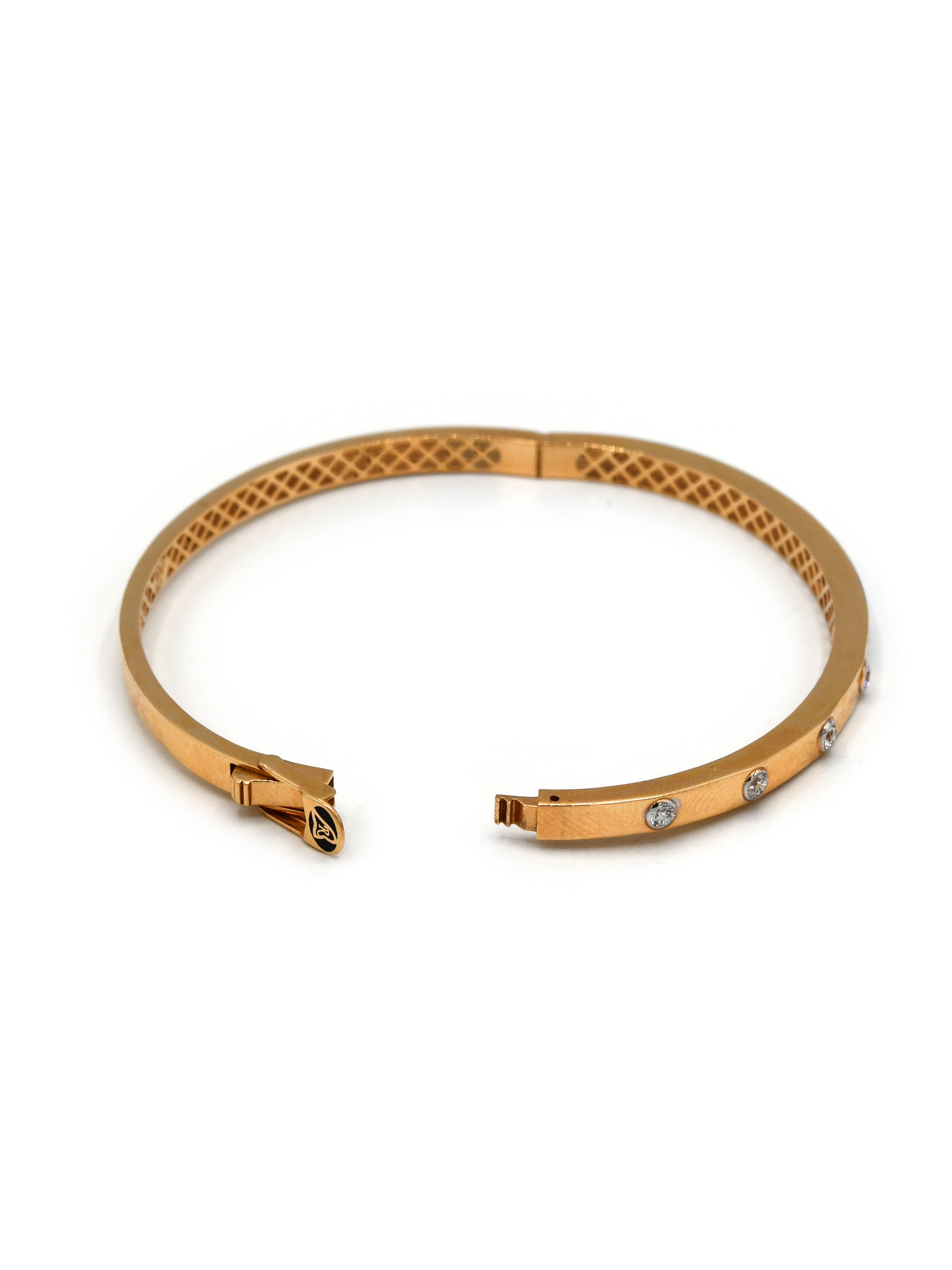 18ct Rose Gold CZ 1 Piece Ladies Bangle - Roop Darshan