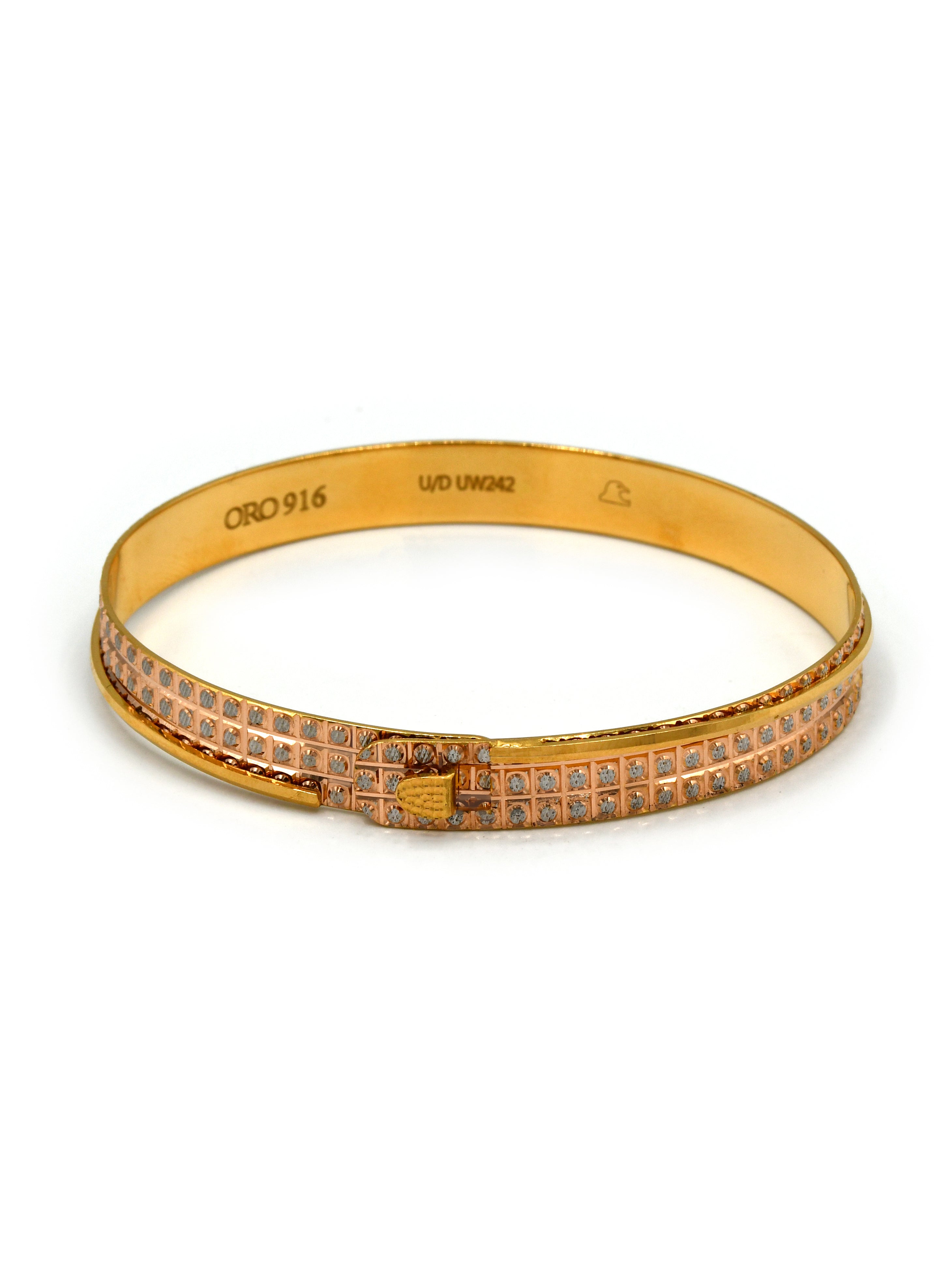 22Ct Gold Rose Gold Two Tone 1 Piece Bangle - Roop Darshan