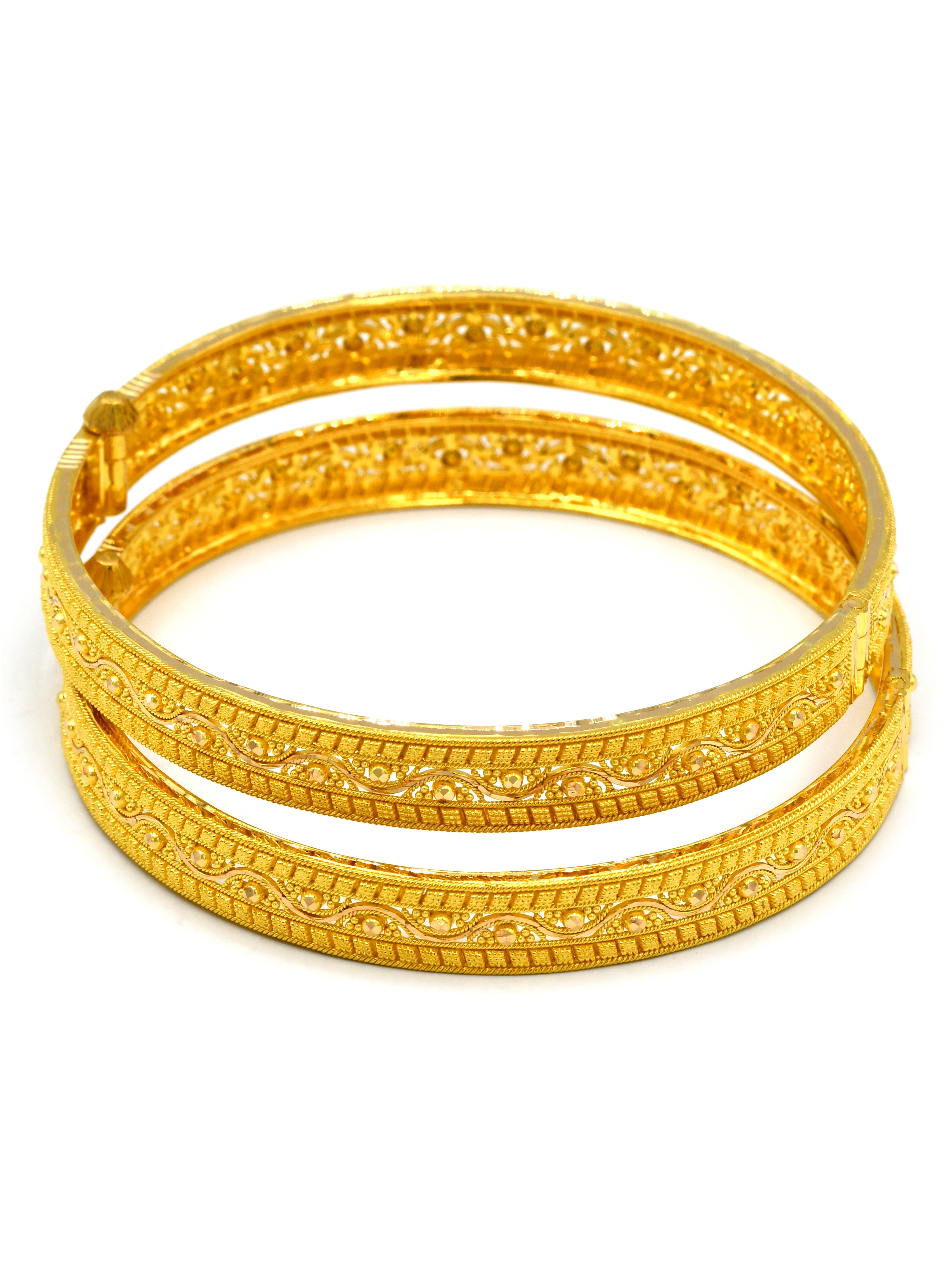 22ct Gold 2 Piece Screw Bangle - Roop Darshan