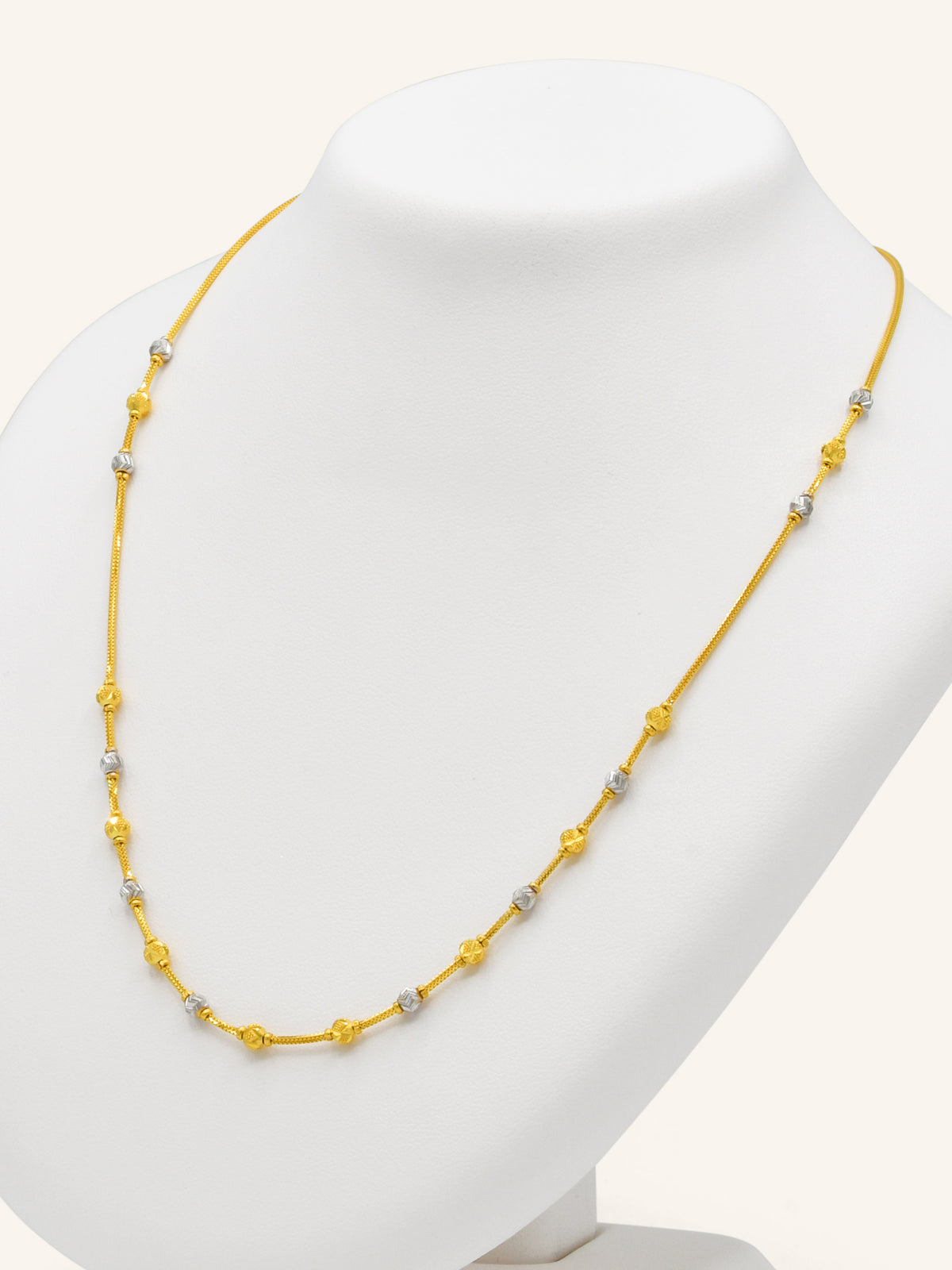 22ct Gold Two Tone Ball Chain - Roop Darshan