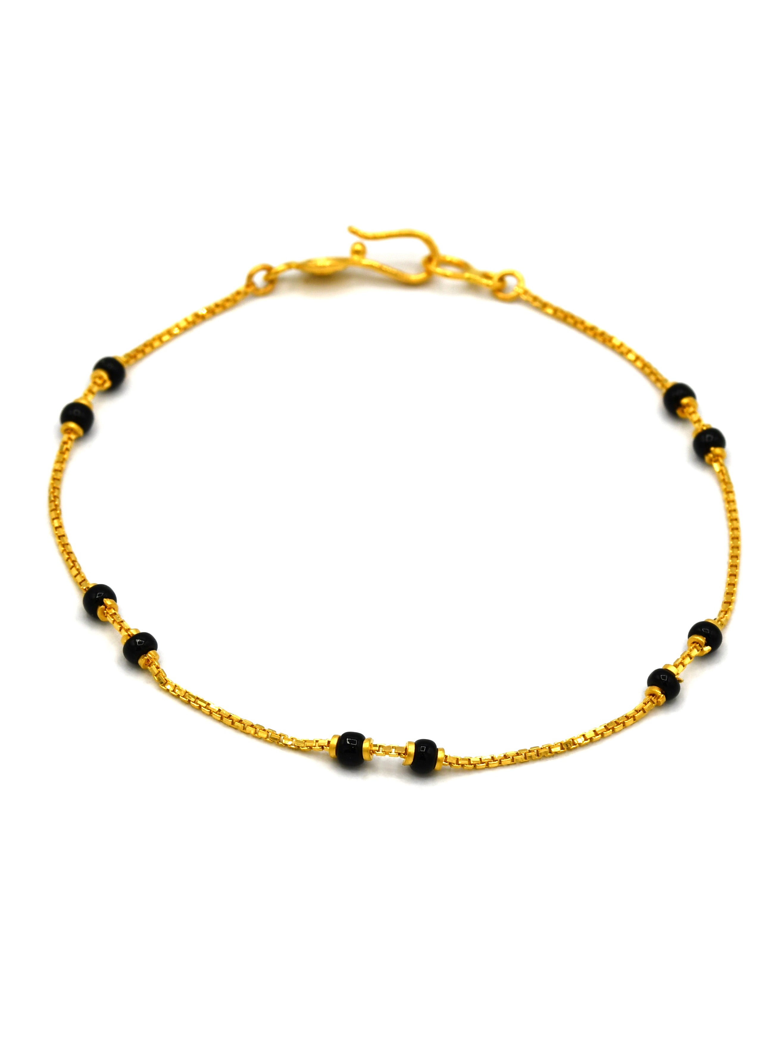 22Ct Gold Black Beads Ladies Bracelet - Roop Darshan