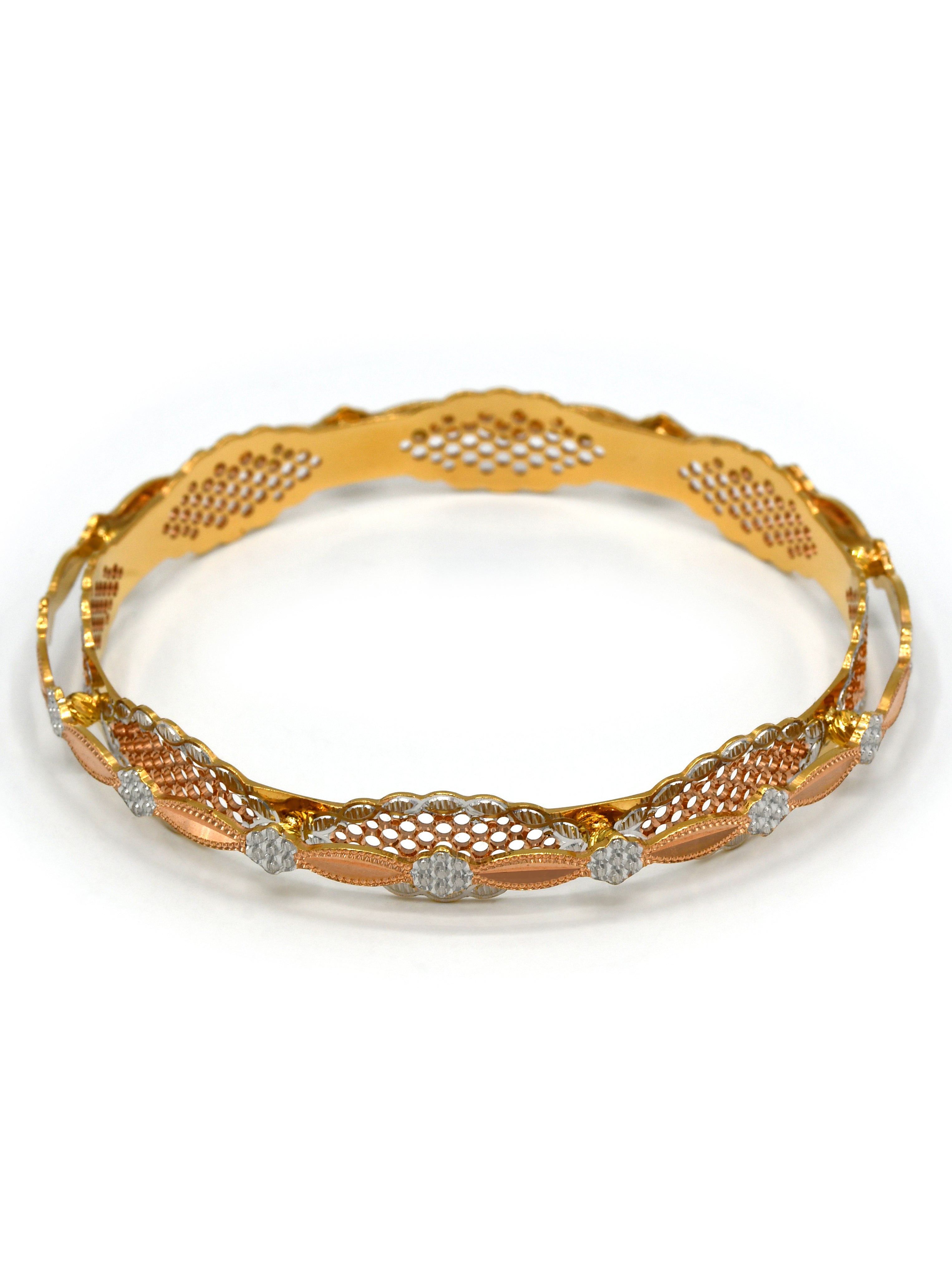 22Ct Rose Gold Two Tone 2 Piece Bangle - Roop Darshan