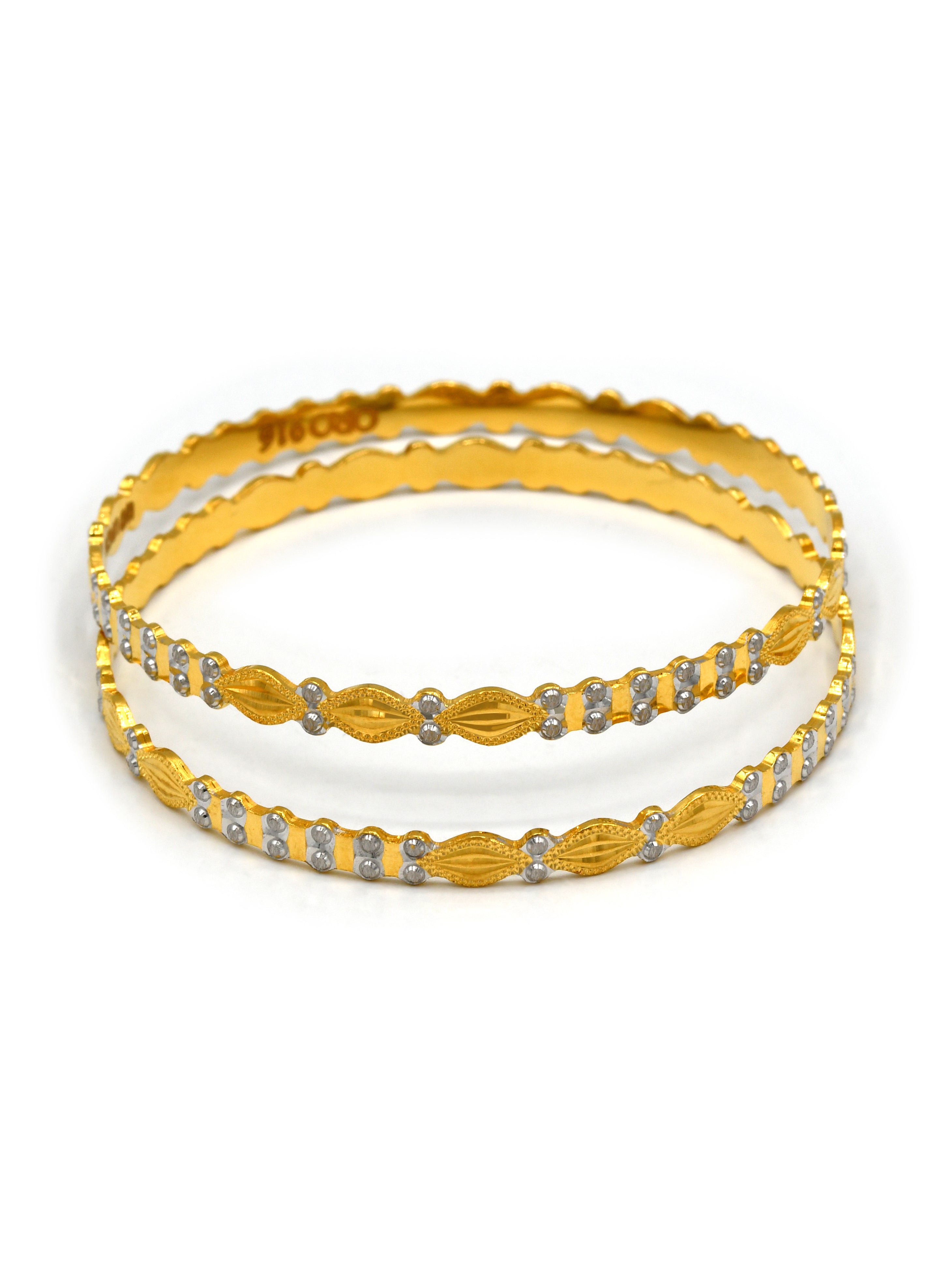 22Ct Gold Two Tone 2 Piece Bangle - Roop Darshan