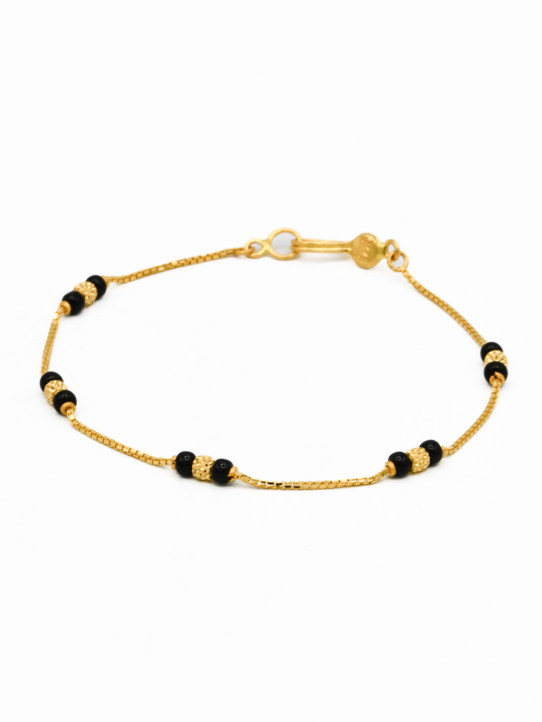 22ct Gold Ball Black Beads Ladies Bracelet - Roop Darshan