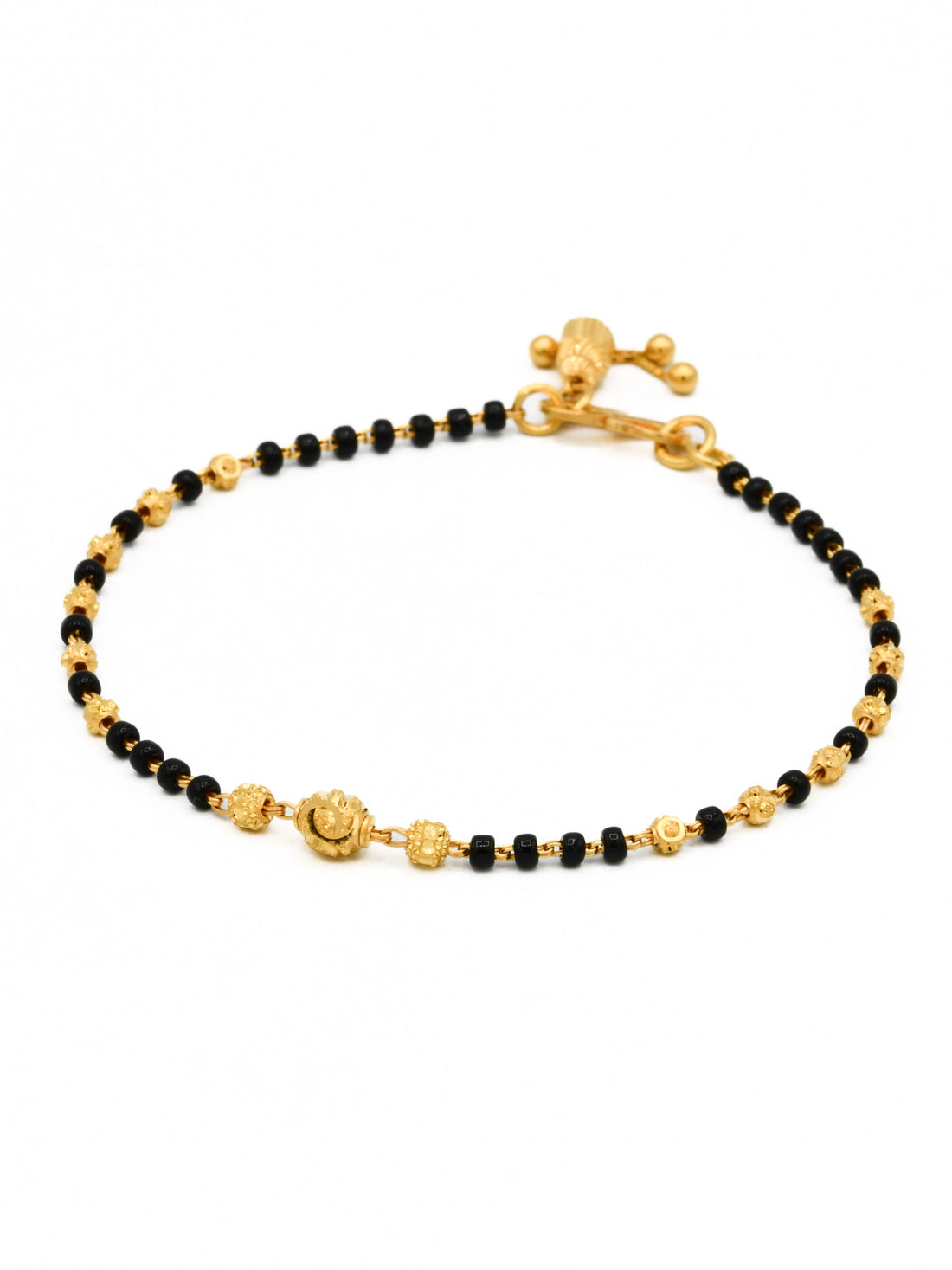 22ct Gold Black Beads Ball Ladies Bracelet - Roop Darshan