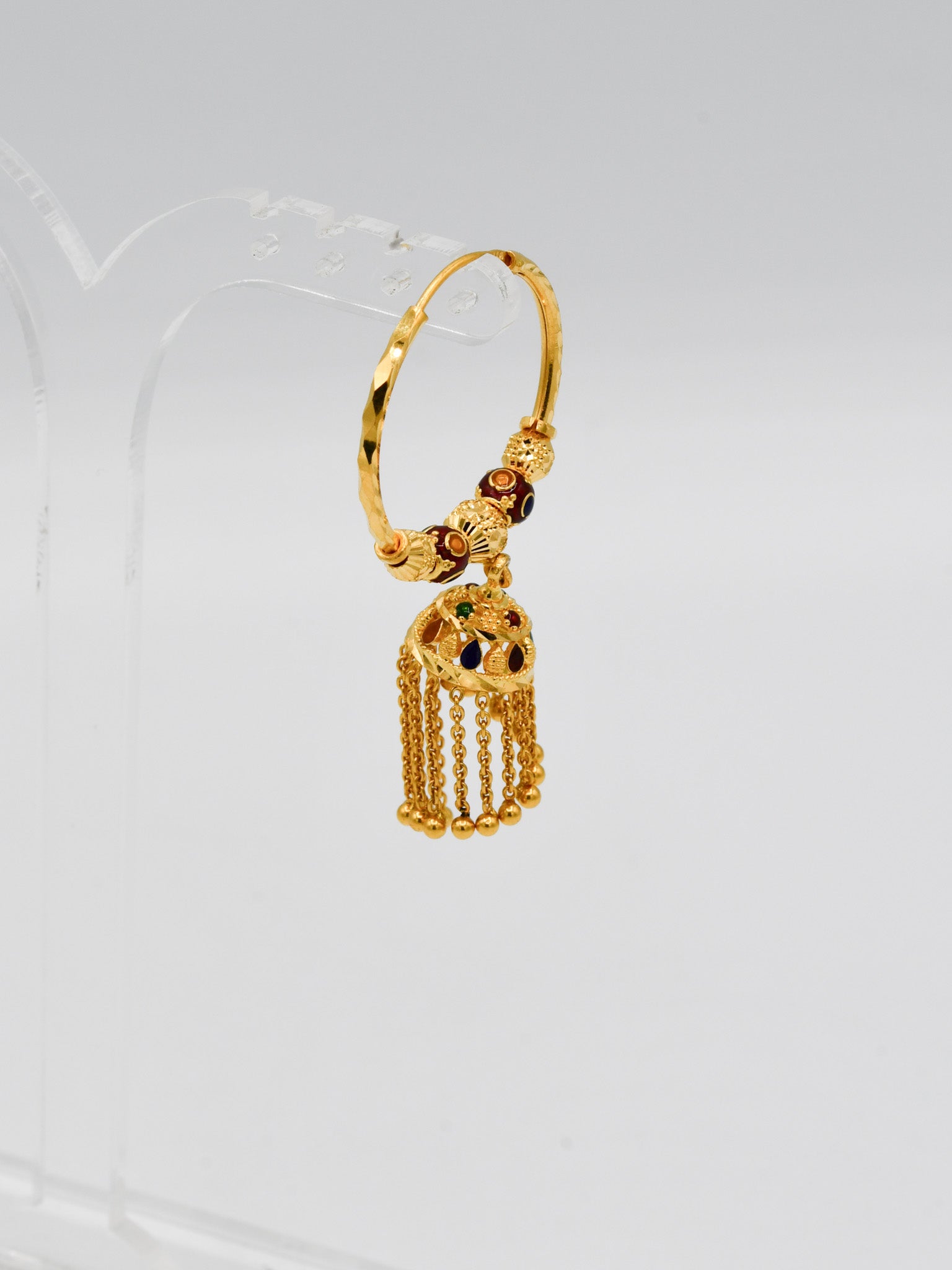 22ct Gold Minakari Ball Jhumki Bali - Roop Darshan