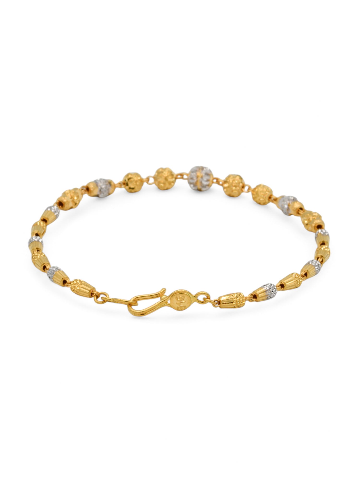 22ct Gold Two Tone Ball Ladies Bracelet