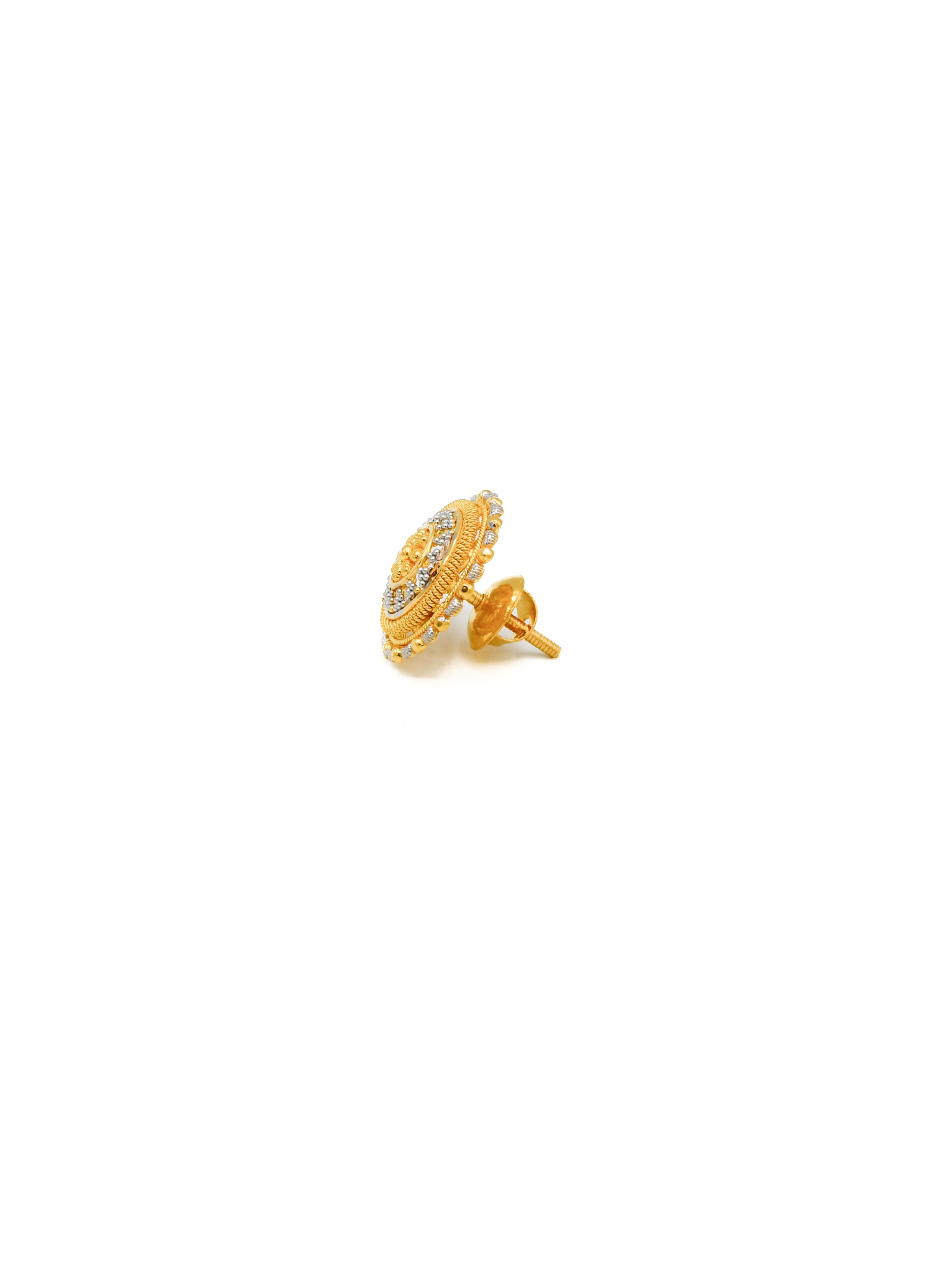 22ct Gold Two Tone Stud Earrings - Roop Darshan