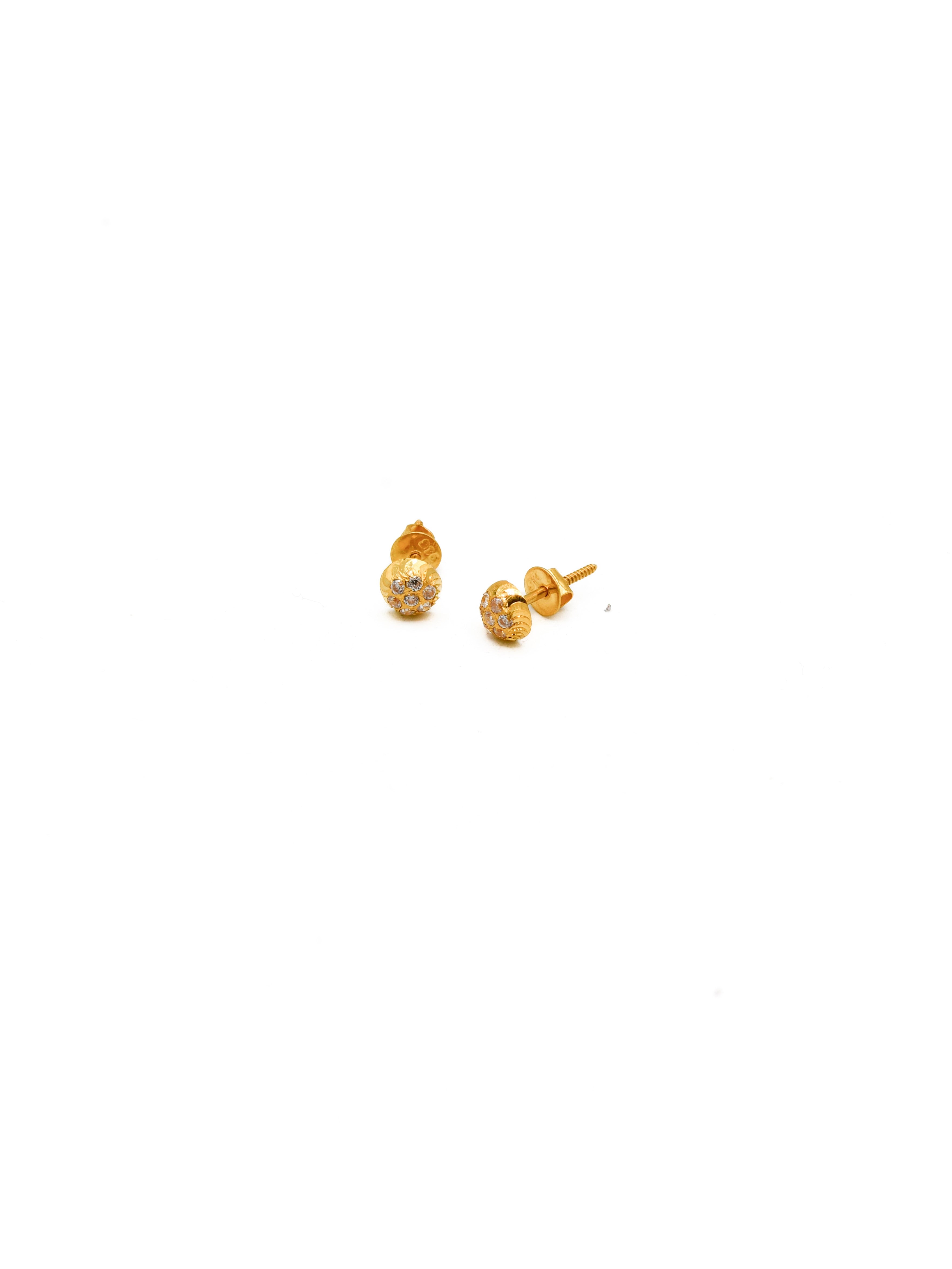 22ct Gold CZ Ball Stud Earrings - Roop Darshan