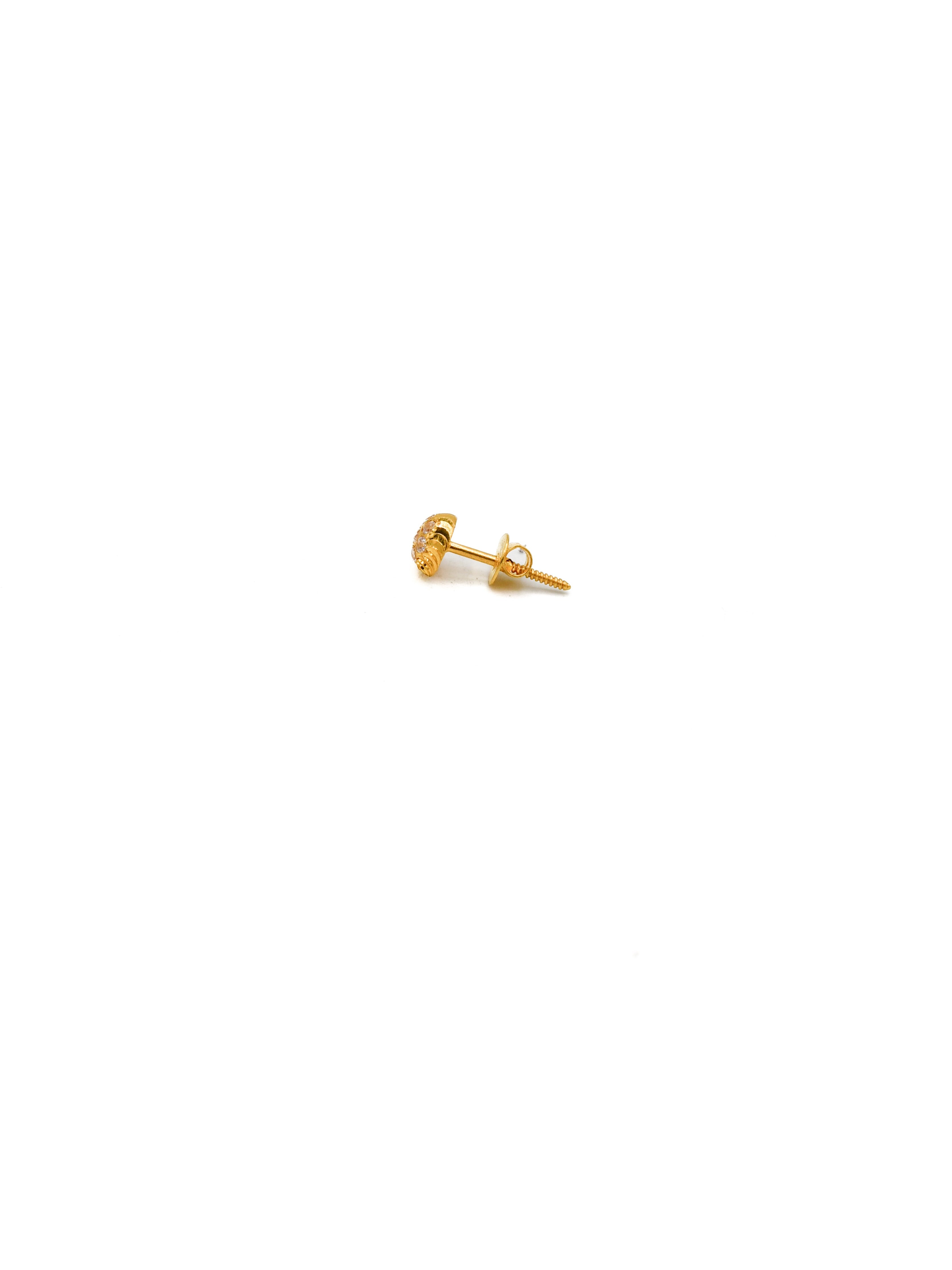 22ct Gold CZ Ball Stud Earrings - Roop Darshan