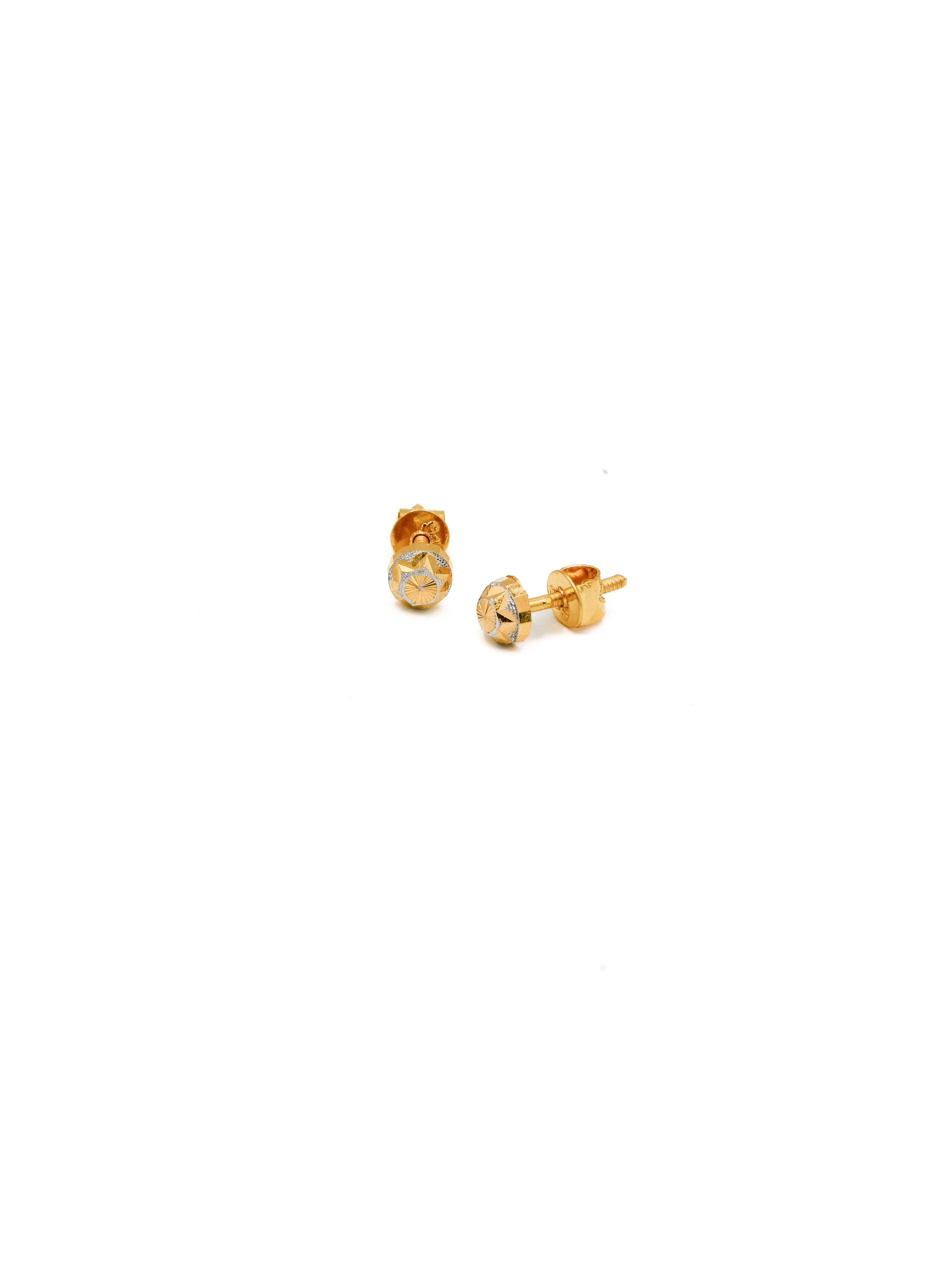 22ct Gold Two Tone Ball Stud Earrings - Roop Darshan