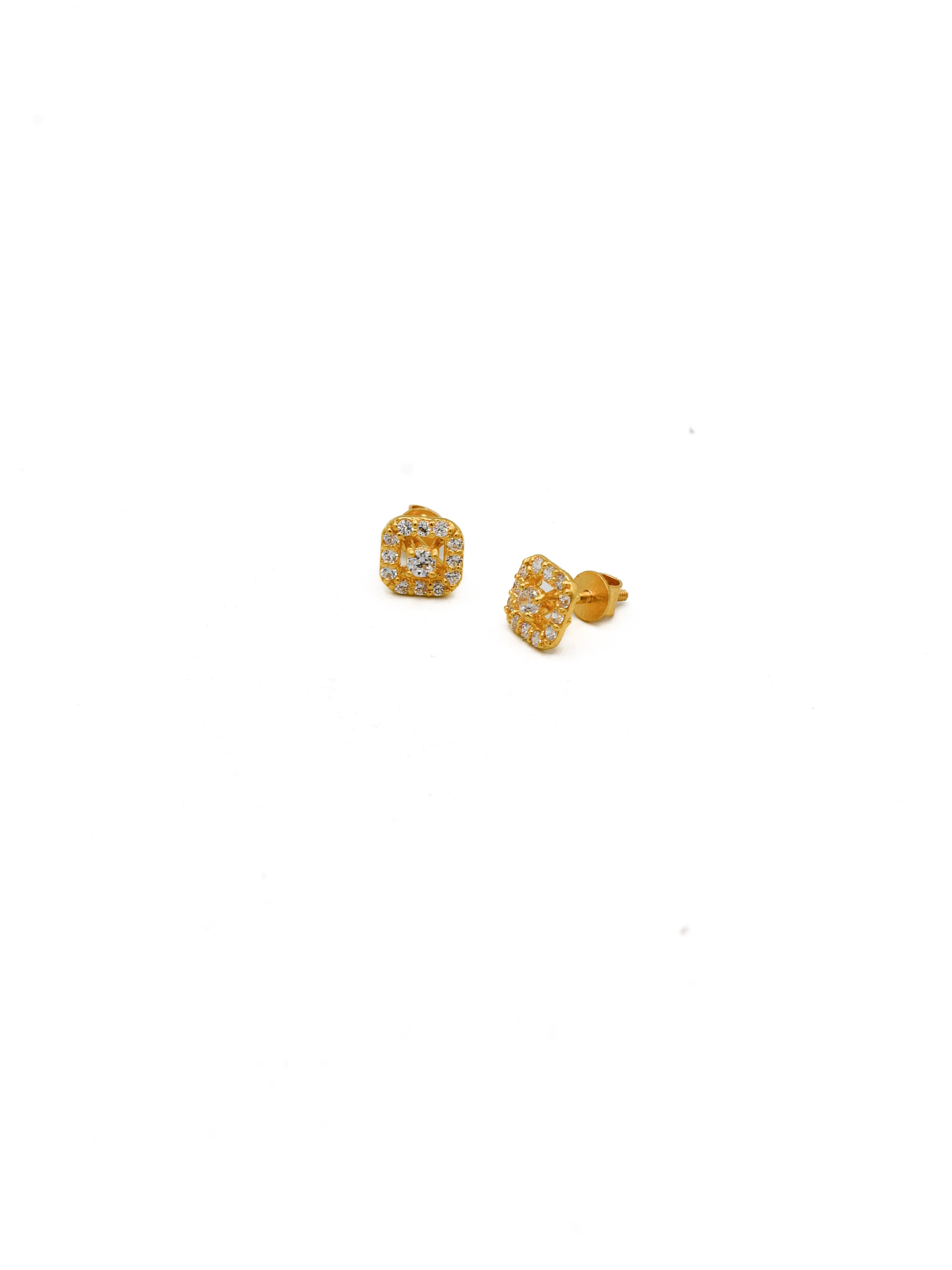 22ct Gold CZ Stud Earrings - Roop Darshan