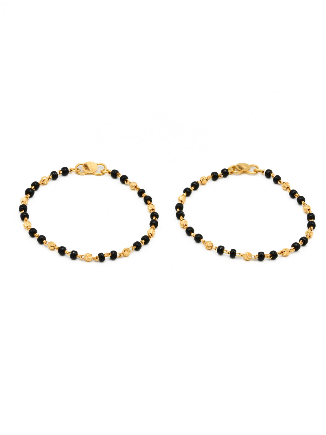 22ct Gold Black Beads Pair Baby Bracelet