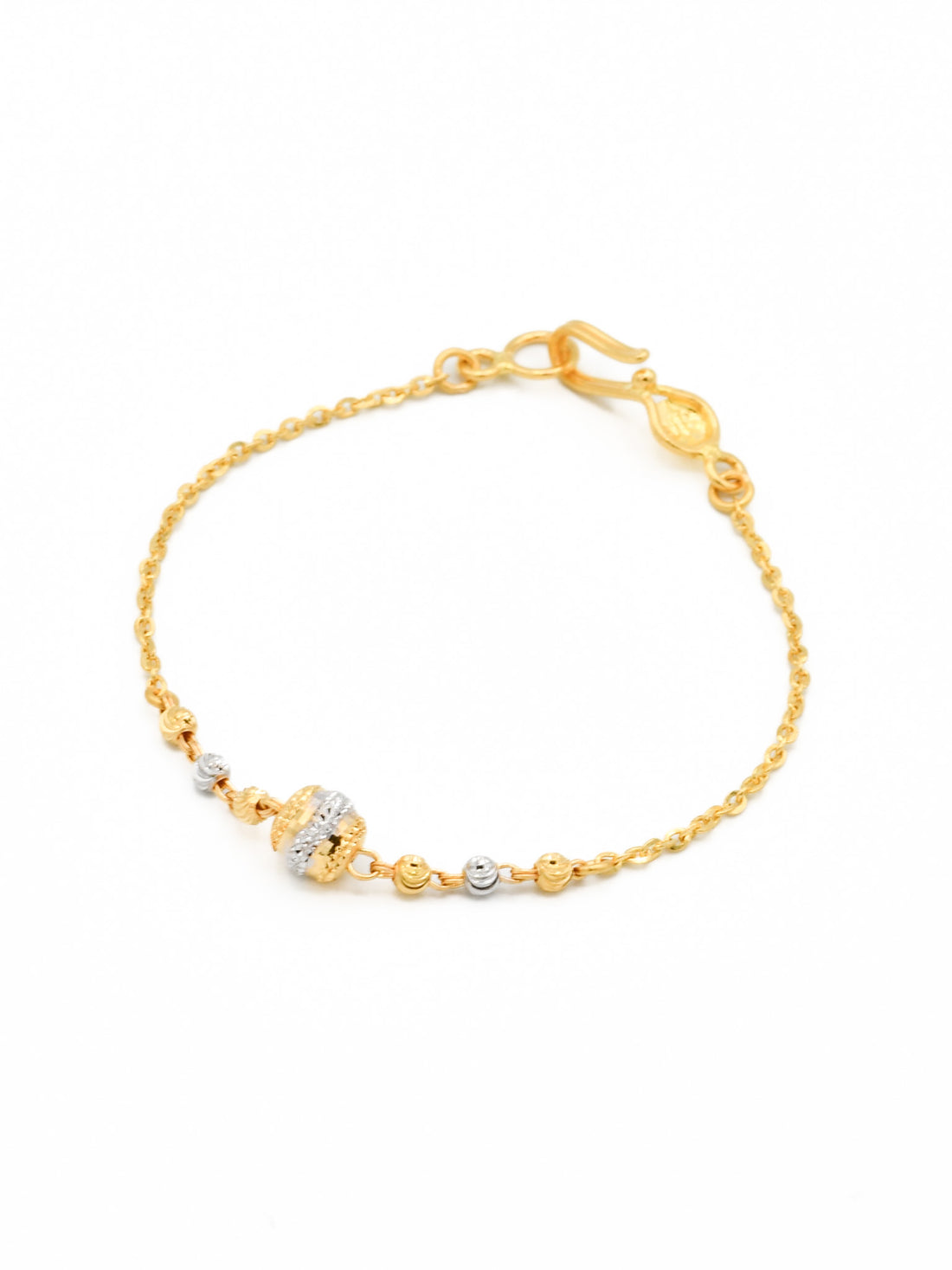 22ct Gold Two Tone Ball 1 PC Baby Bracelet