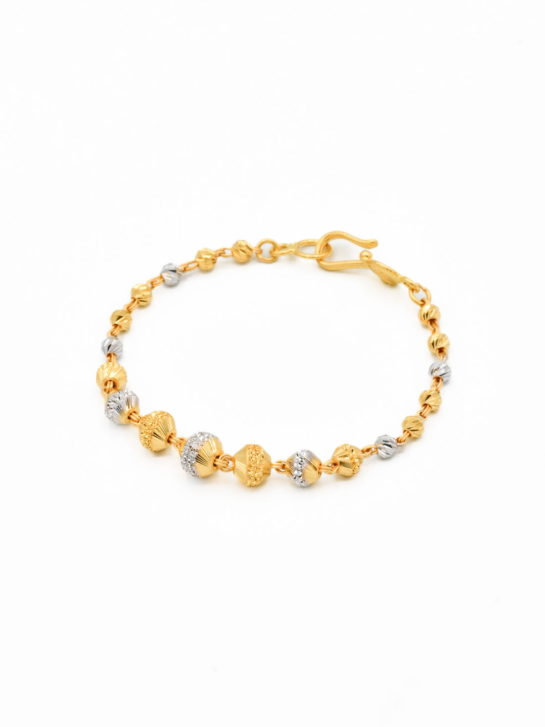 22ct Gold Two Tone Ball 1 PC Baby Bracelet