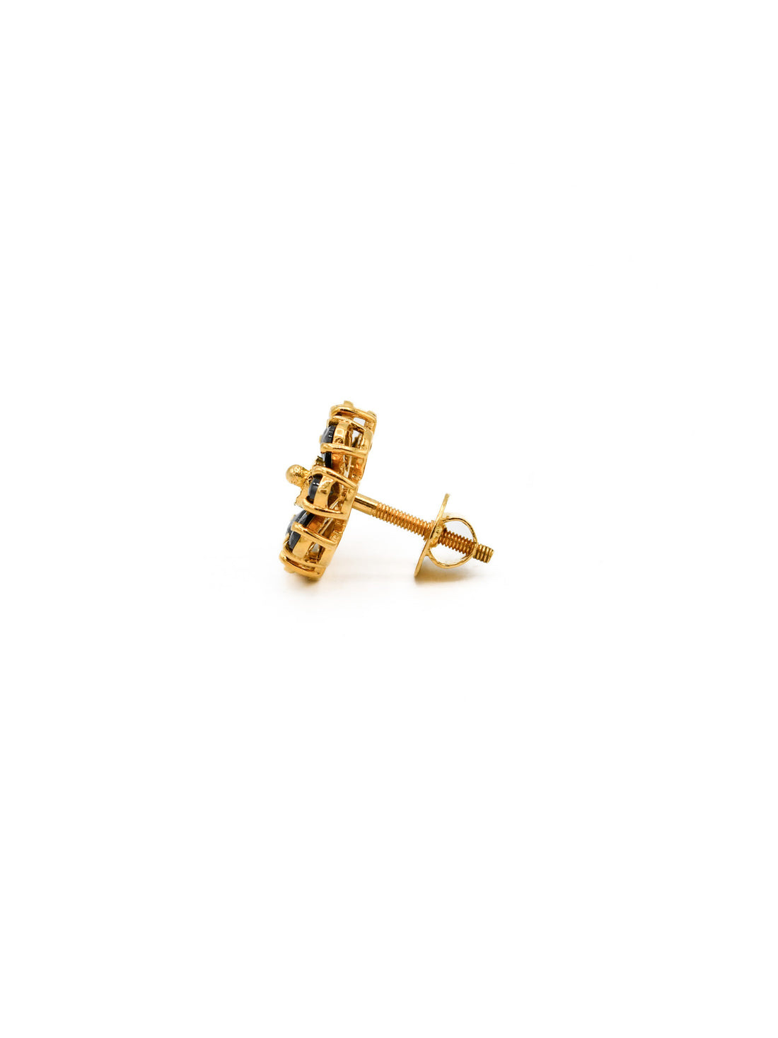 22ct Gold Black CZ Stud Earrings - Roop Darshan