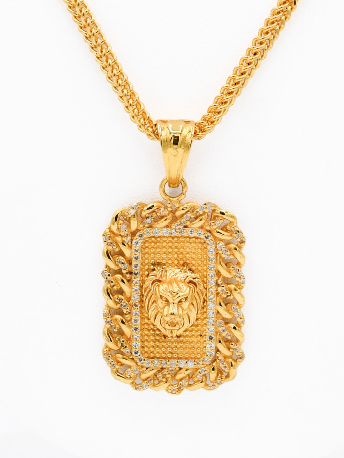 22ct Gold CZ Lion Head Pendant - Roop Darshan