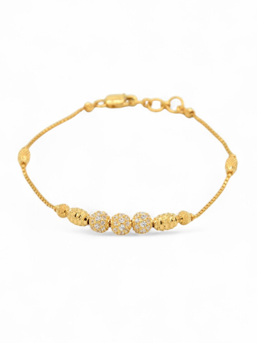 22ct Gold CZ Ball Ladies Bracelet